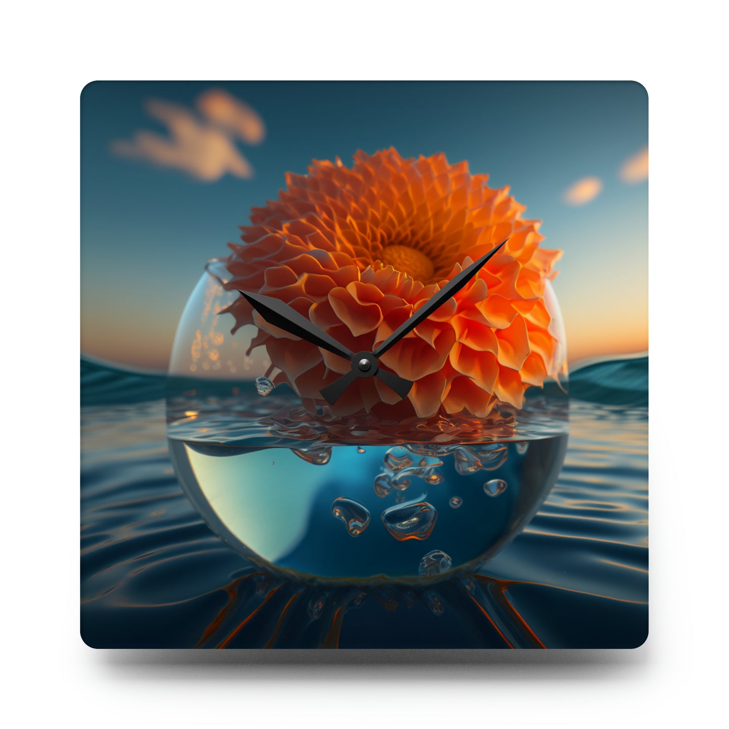 Acrylic Wall Clock Dahlia Orange 4