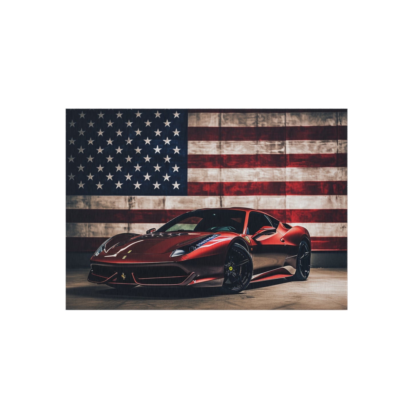 Outdoor Rug  American Flag Background Ferrari 4