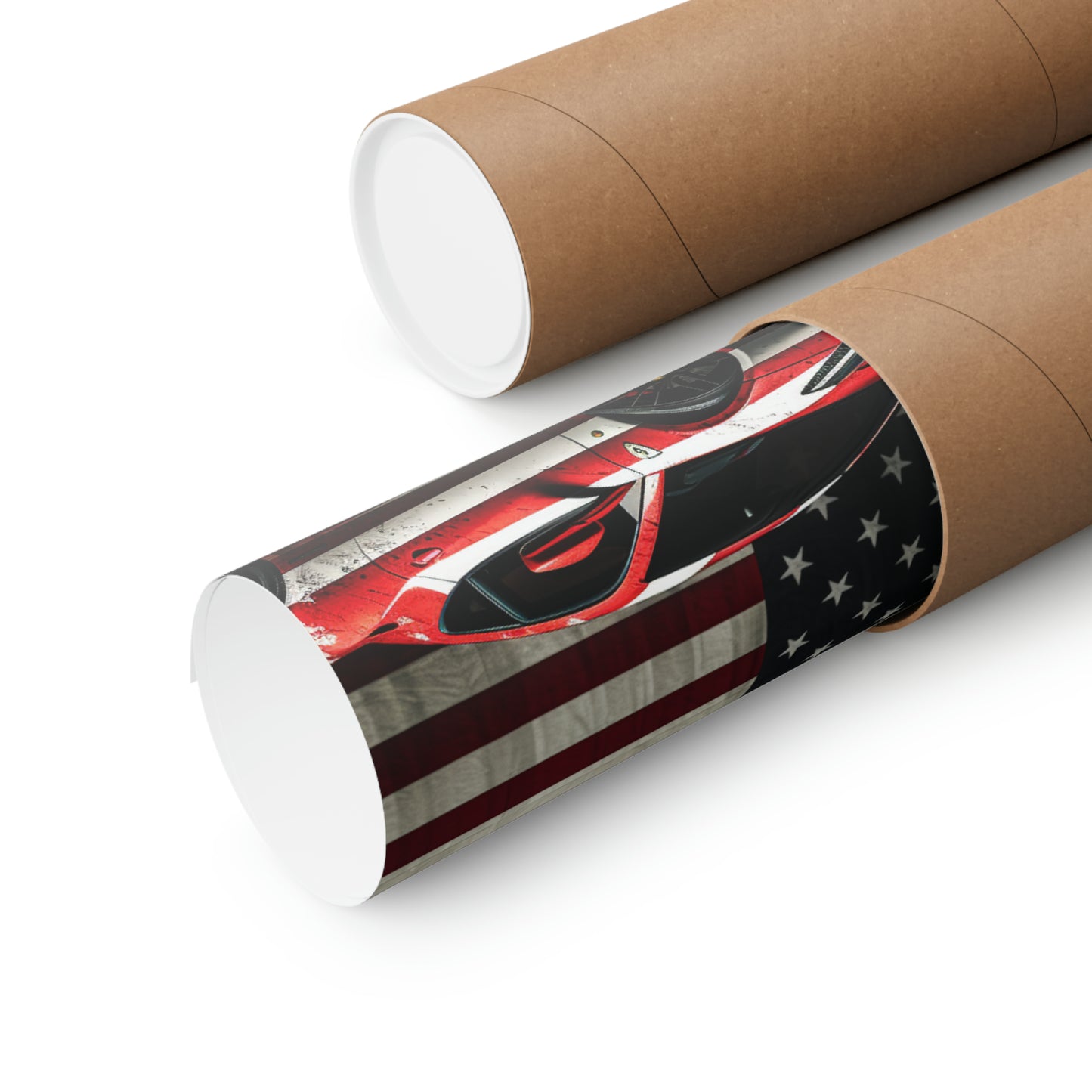 Premium Matte Vertical Posters American Flag Background Ferrari 1