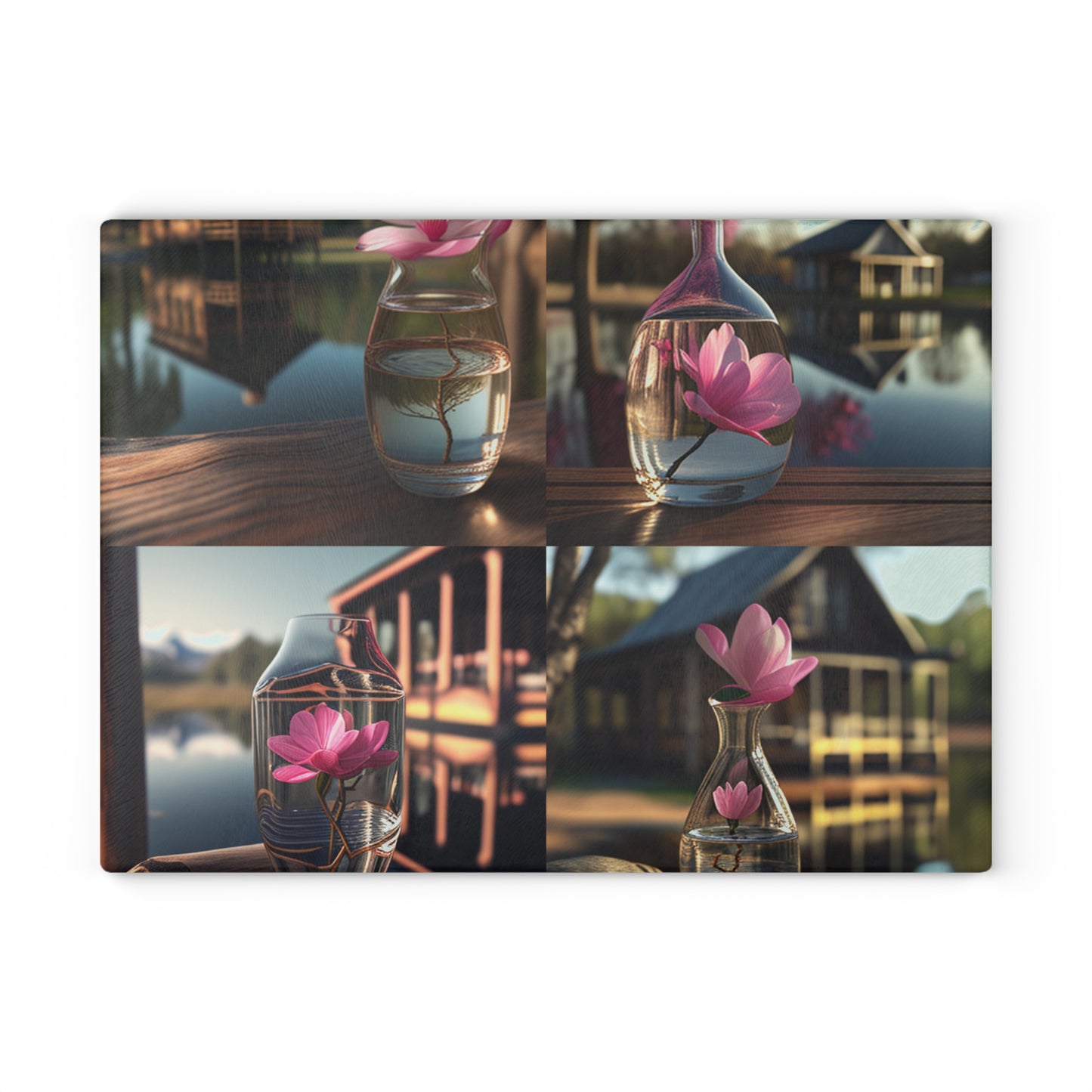 Glass Cutting Board Magnolia in a Glass vase 5