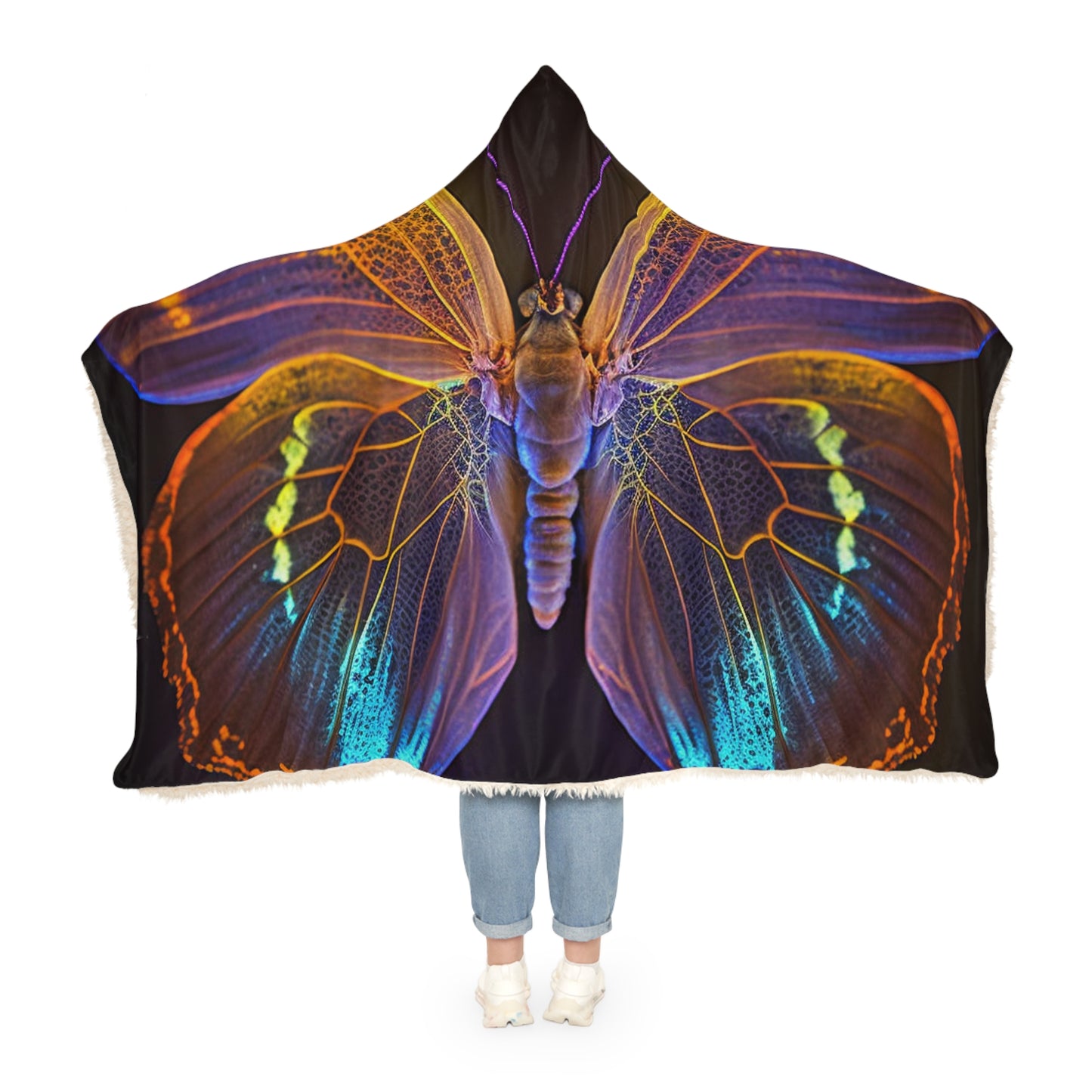 Snuggle Hooded Blanket Neon Butterfly Flair 2