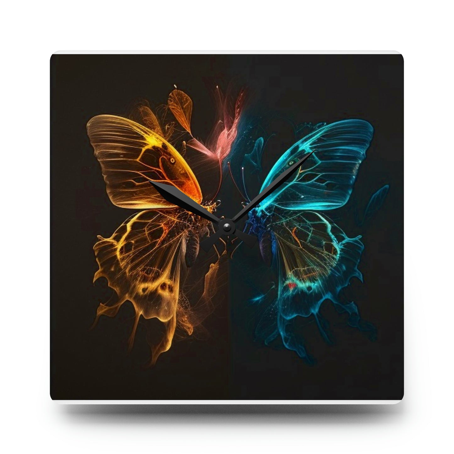 Acrylic Wall Clock Kiss Neon Butterfly 4