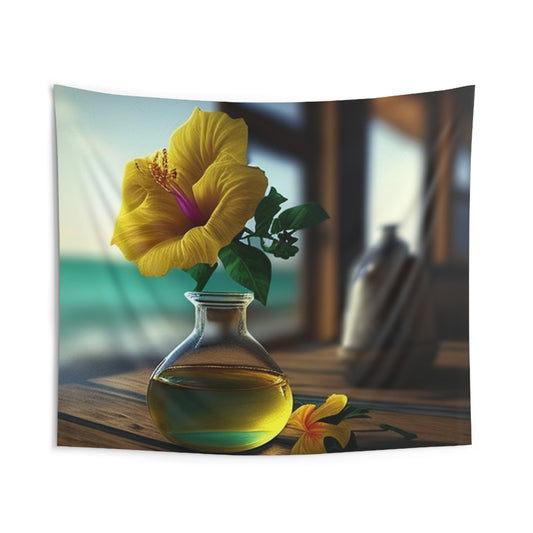 Indoor Wall Tapestries Yellow Hibiscus Wood 1