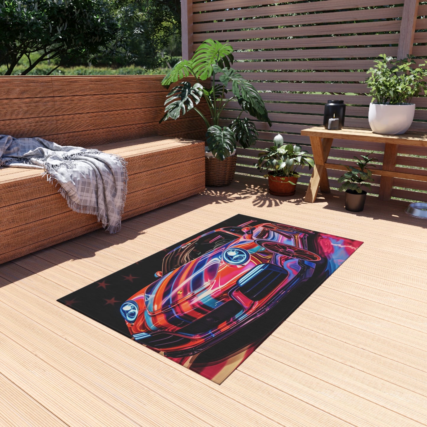 Outdoor Rug  Macro American Flag Porsche 4