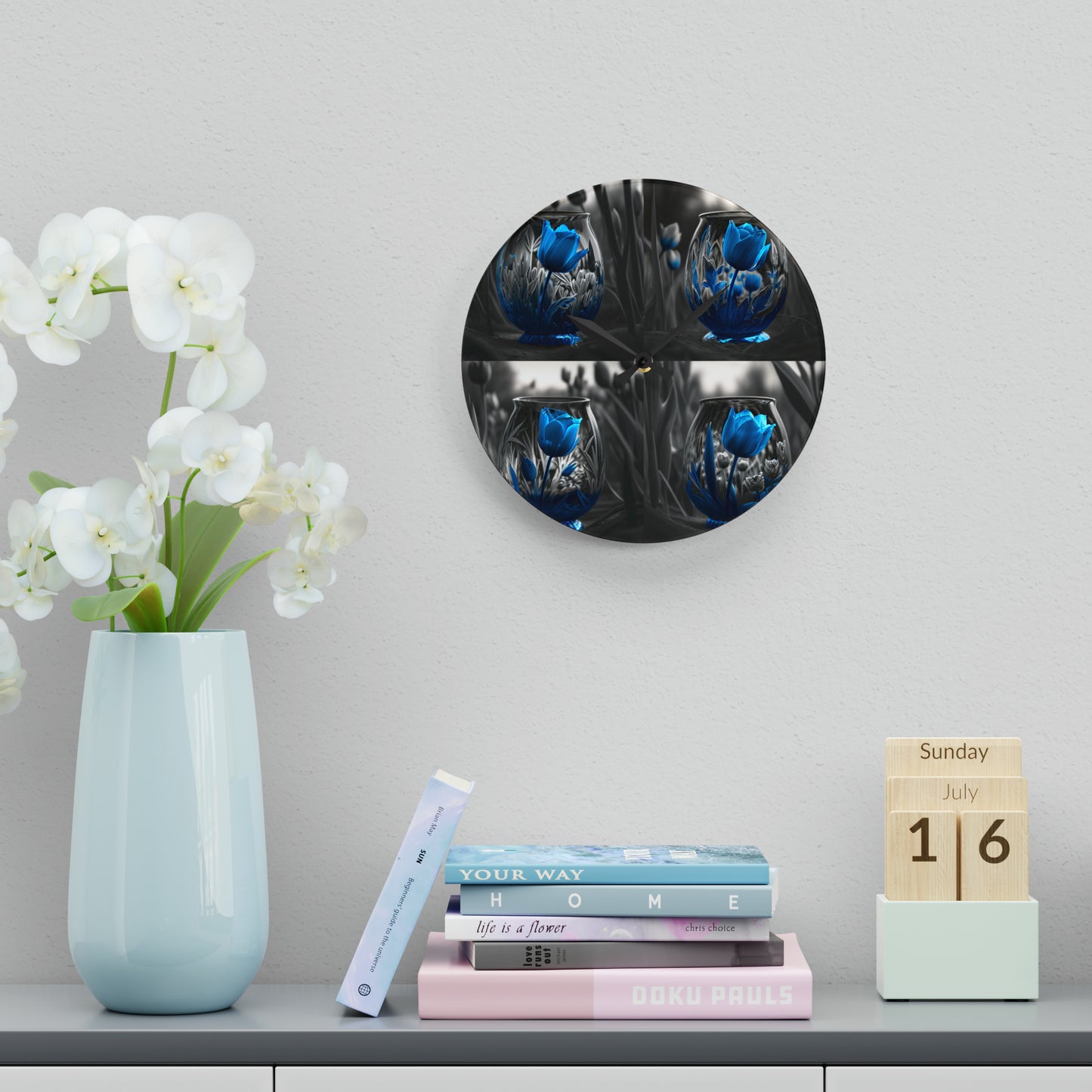 Acrylic Wall Clock Tulip Blue 5