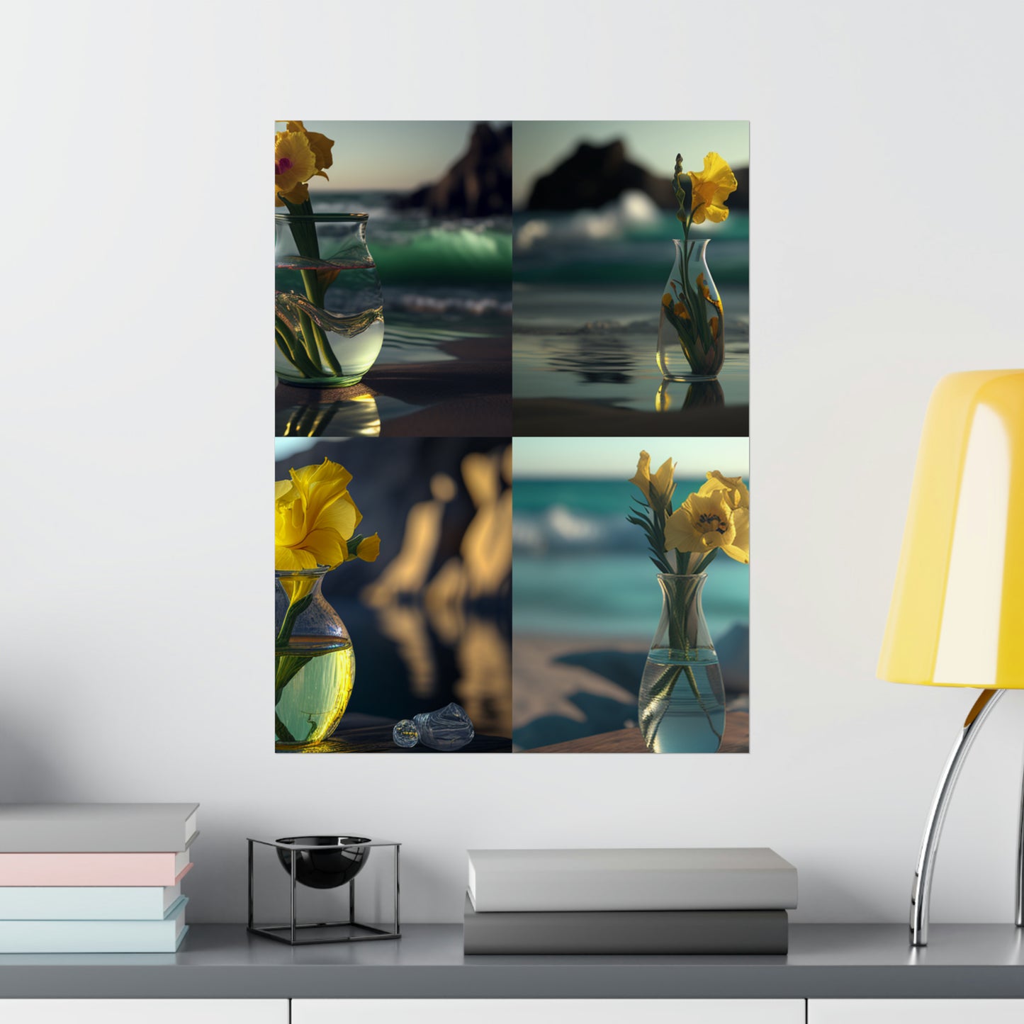 Premium Matte Vertical Posters Yellow Gladiolus glass 5