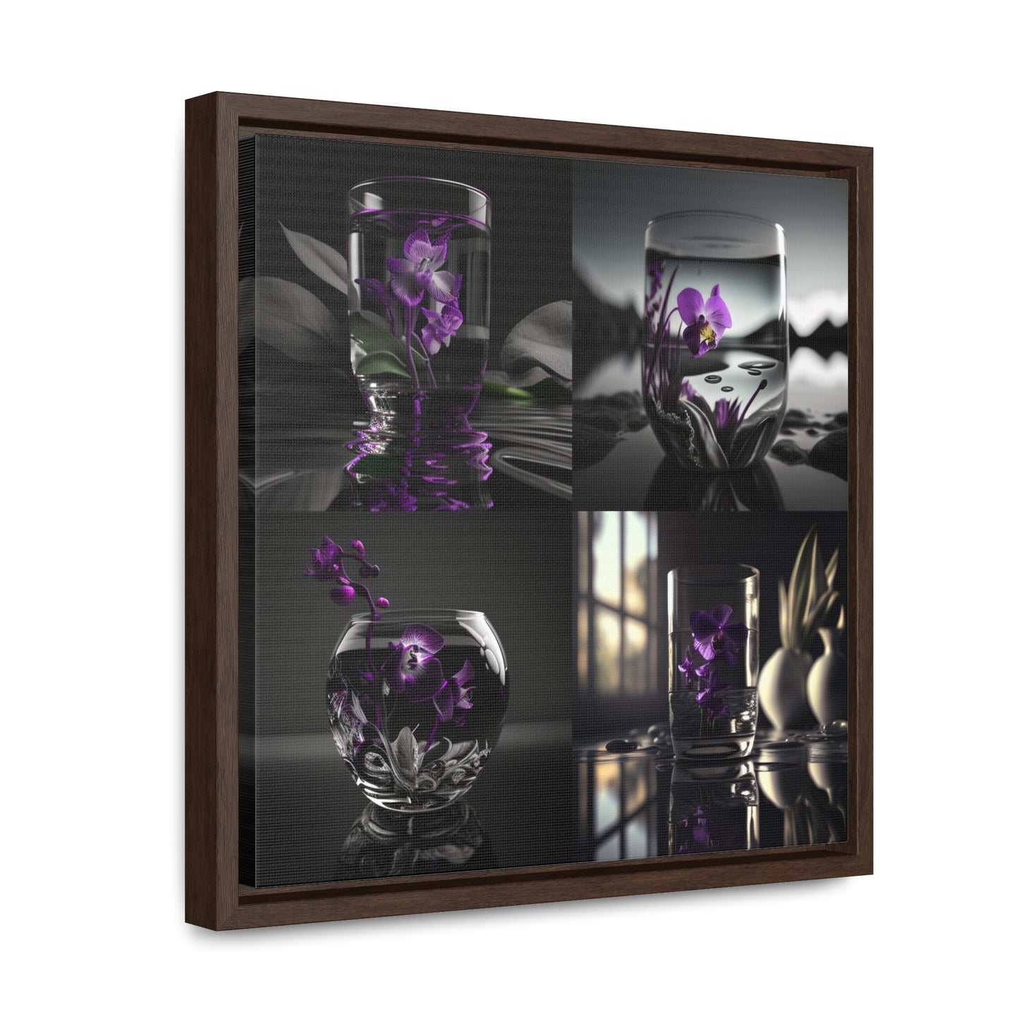 Gallery Canvas Wraps, Square Frame Purple Orchid Glass vase 5