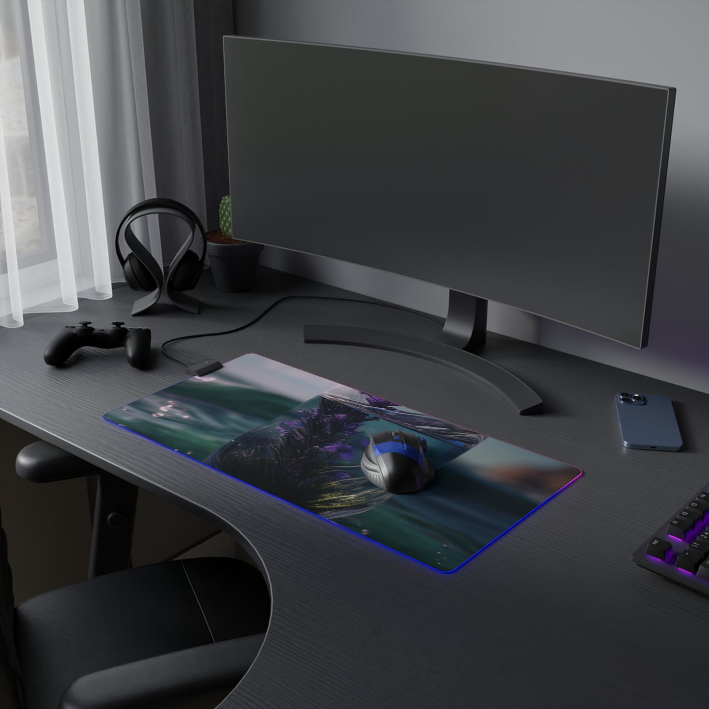 LED Gaming Mouse Pad Lavender in a vase 2