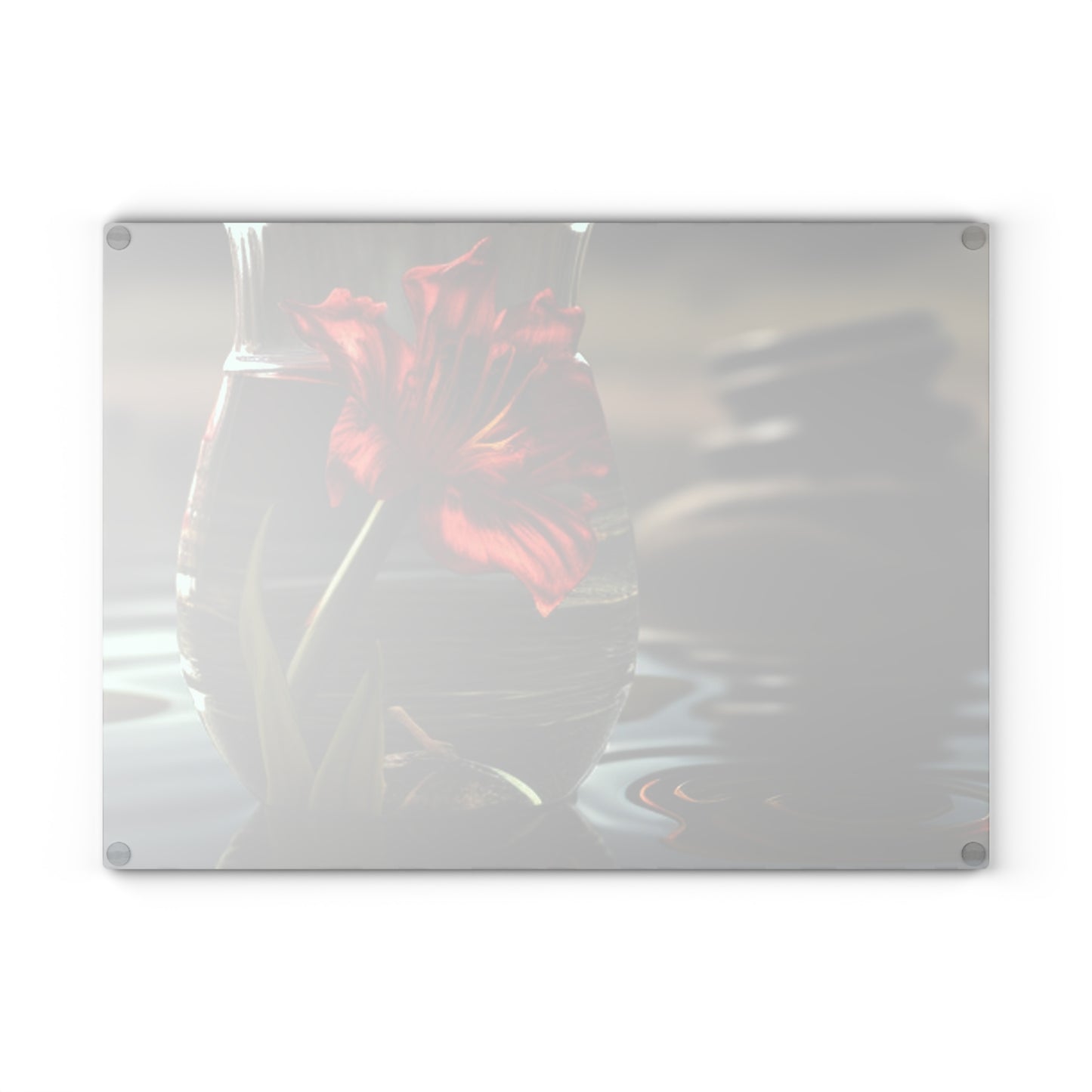 Glass Cutting Board Red Lily in a Glass vase 4