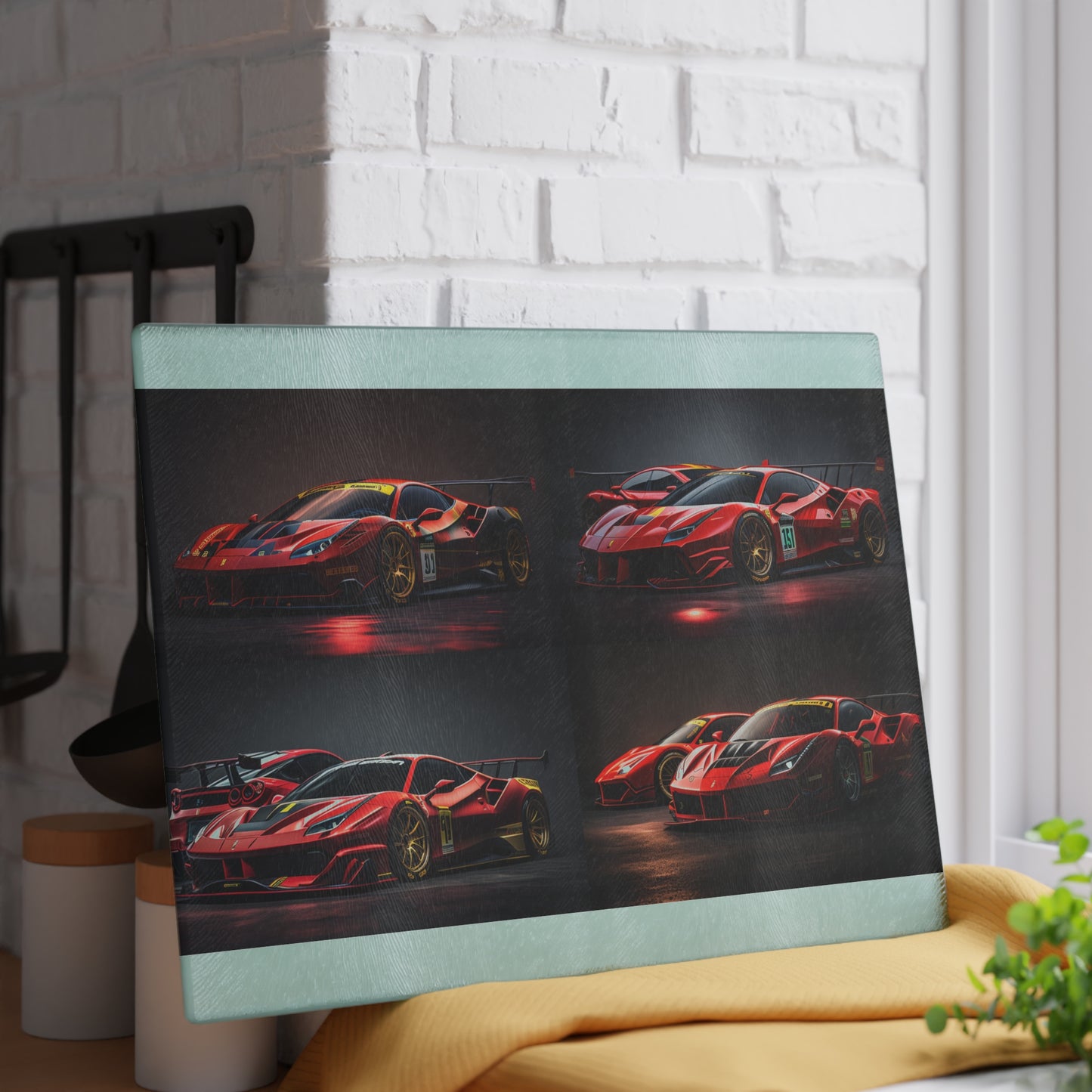 Glass Cutting Board Ferrari Red 5