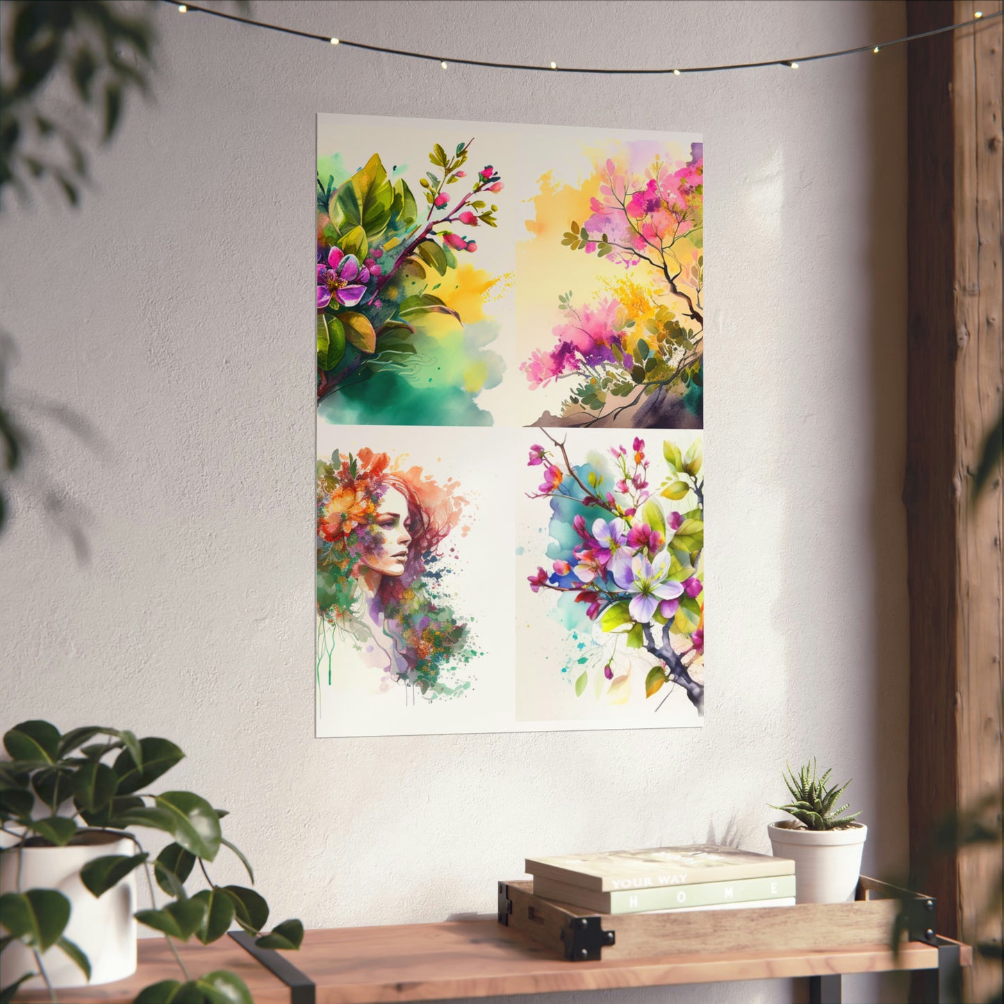 Premium Matte Vertical Posters Mother Nature Bright Spring Colors Realistic Watercolor 5