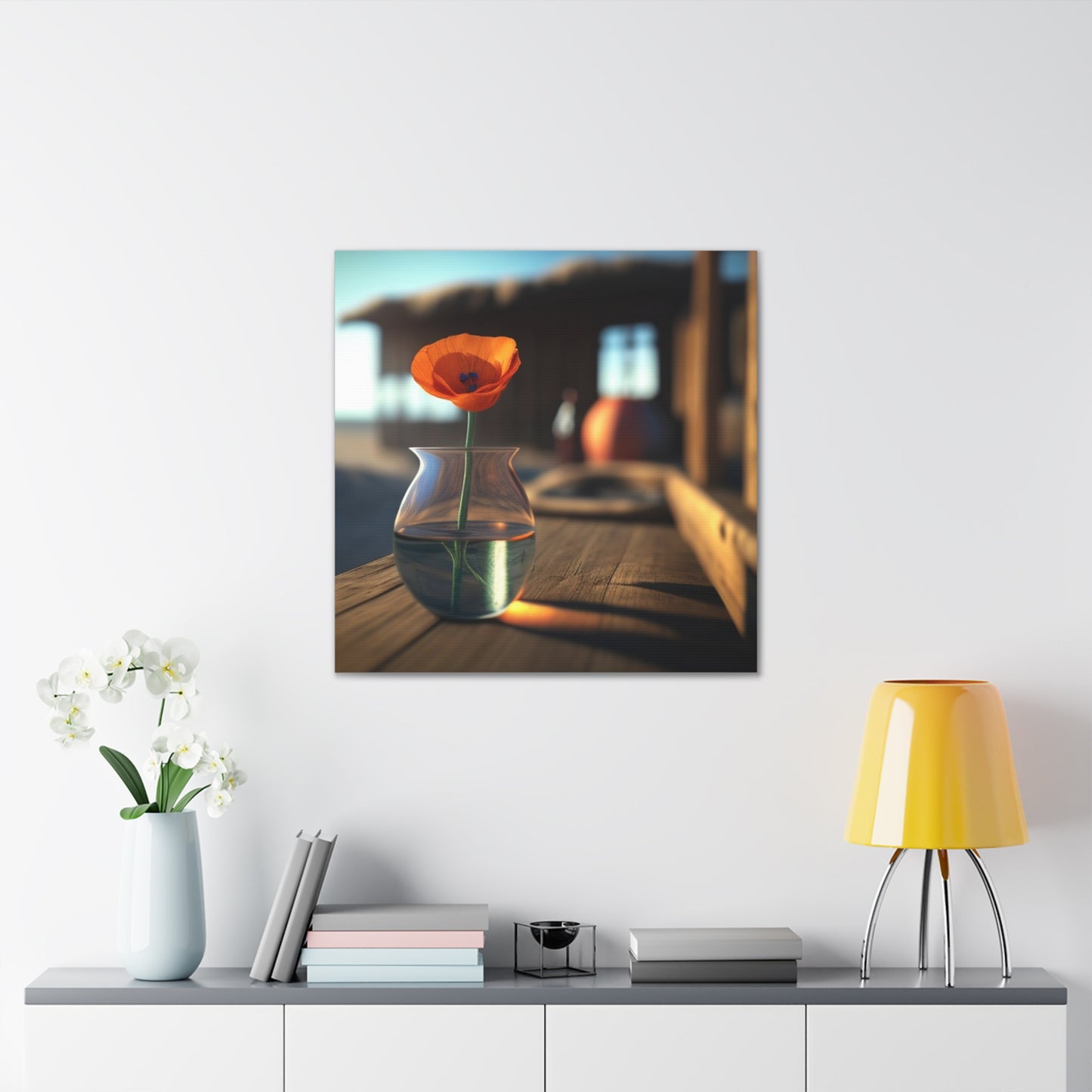 Canvas Gallery Wraps Poppy in a Glass Vase 2