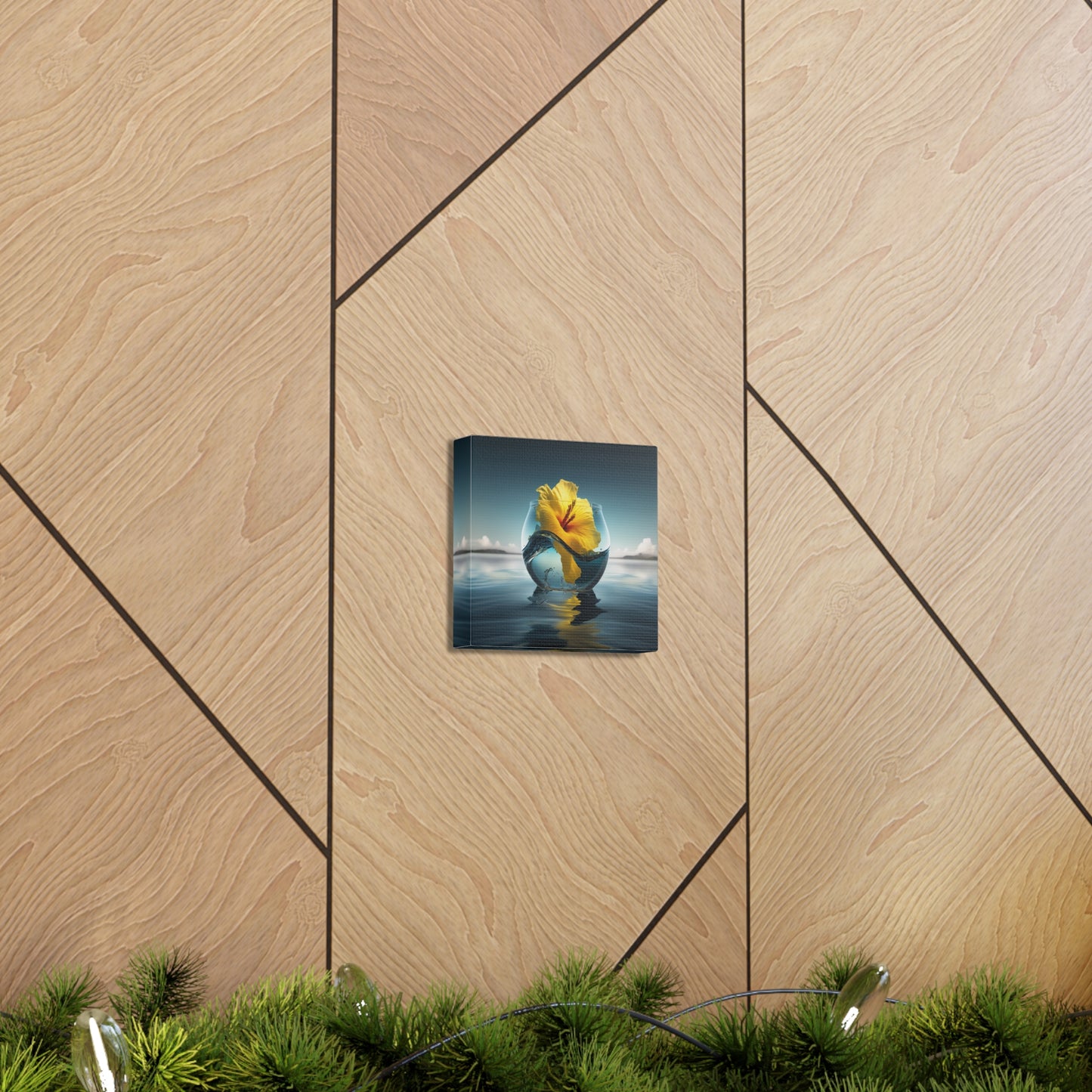 Canvas Gallery Wraps Yellow Hibiscus glass 4