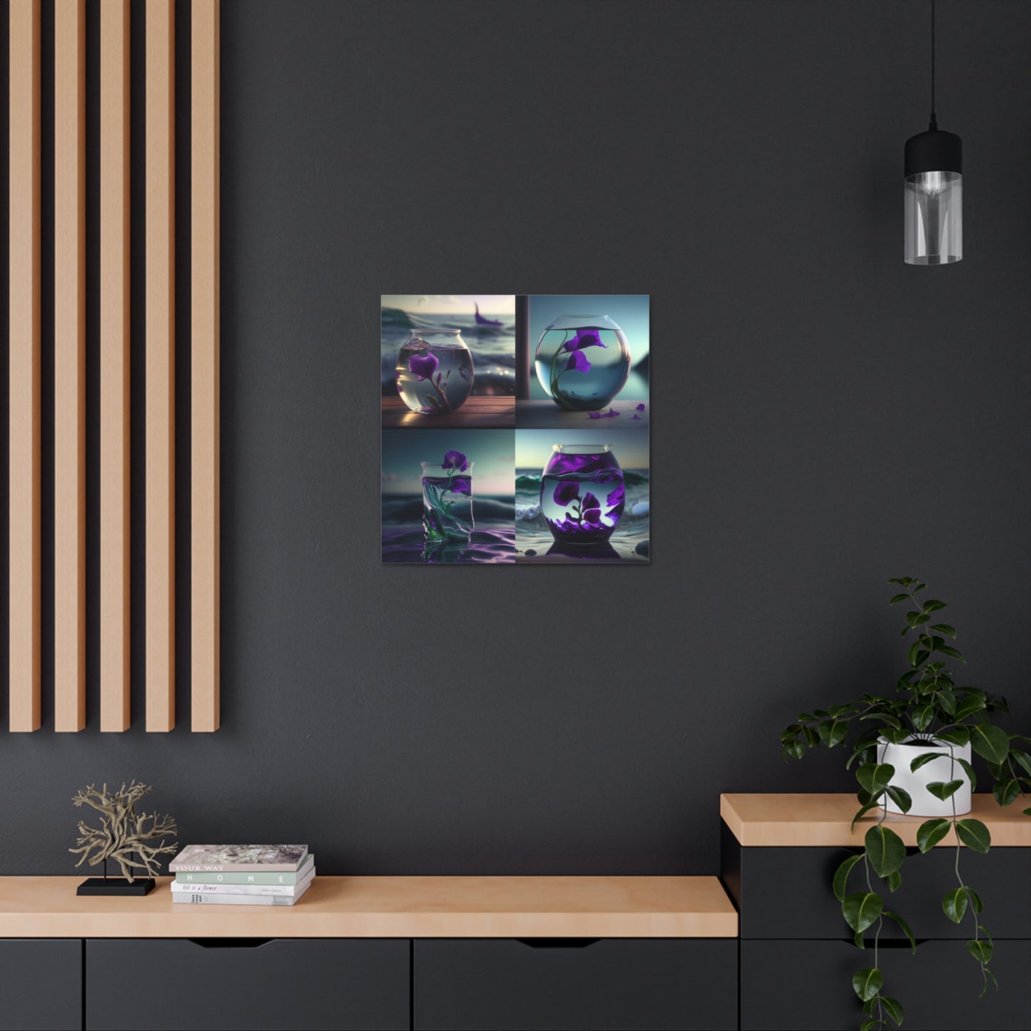 Canvas Gallery Wraps Purple Sweet pea in a vase 5