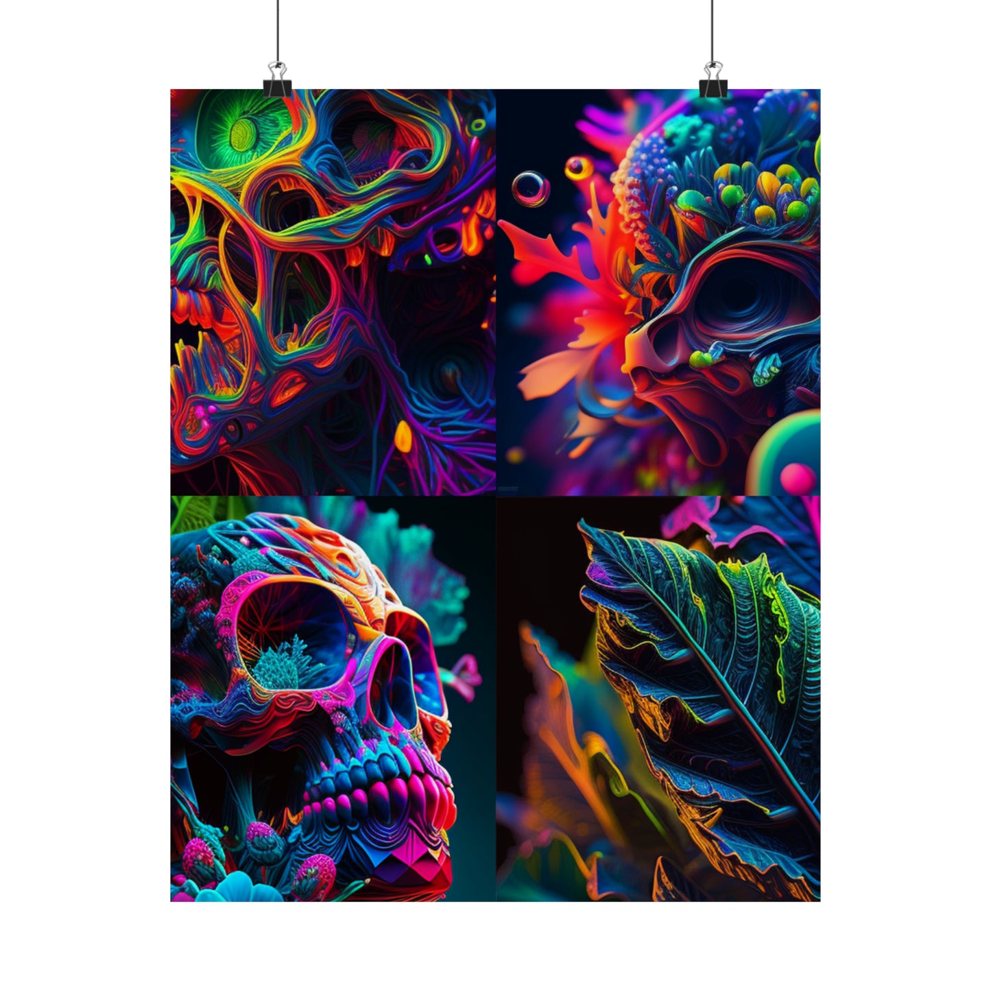 Premium Matte Vertical Posters Florescent Skull Death 5