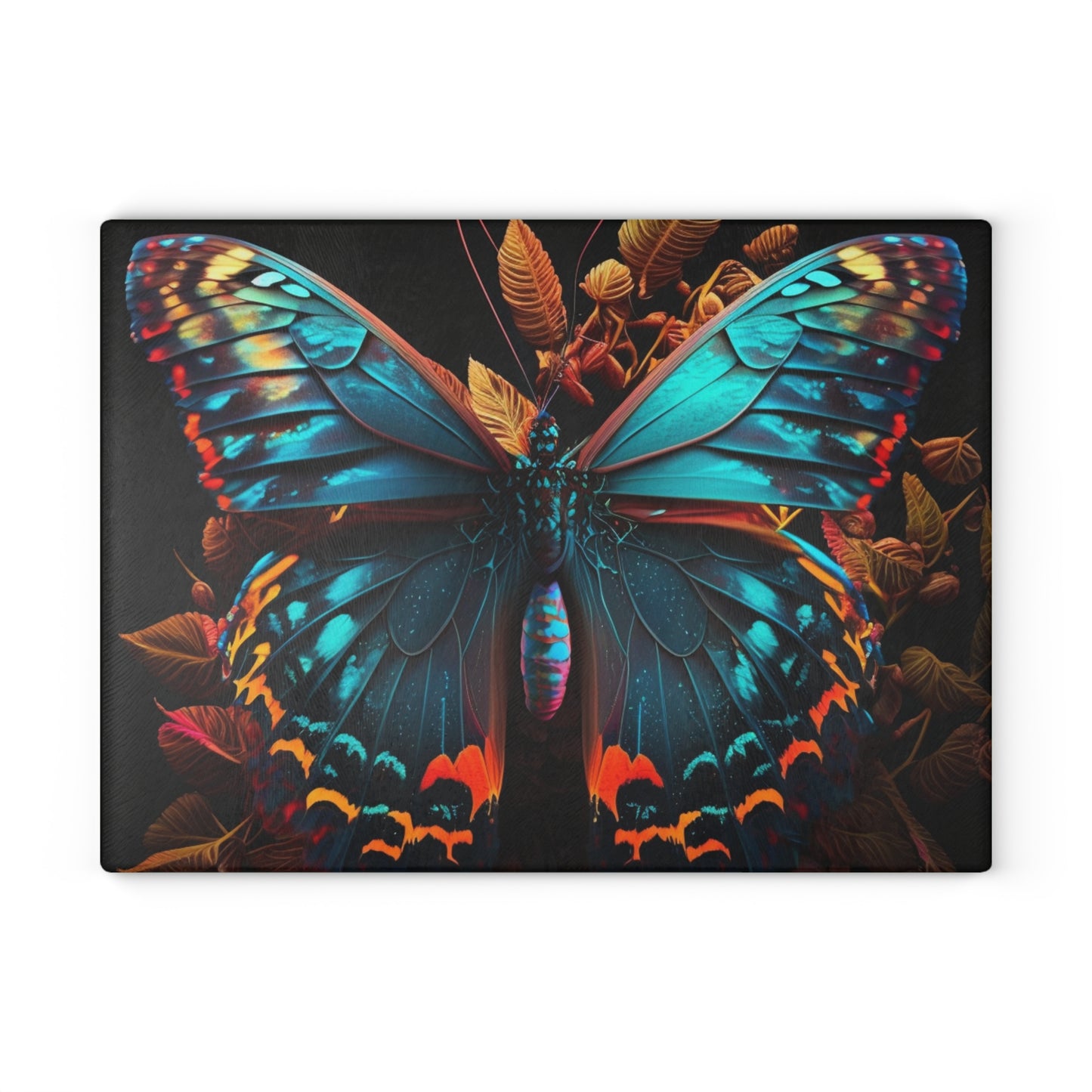 Glass Cutting Board Hue Neon Butterfly 1