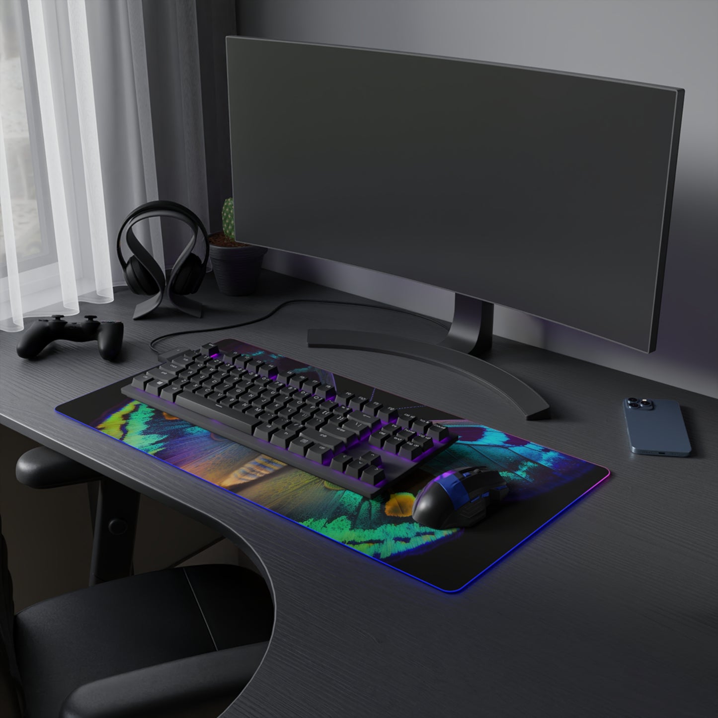 LED Gaming Mouse Pad Neon Hue Butterfly 4