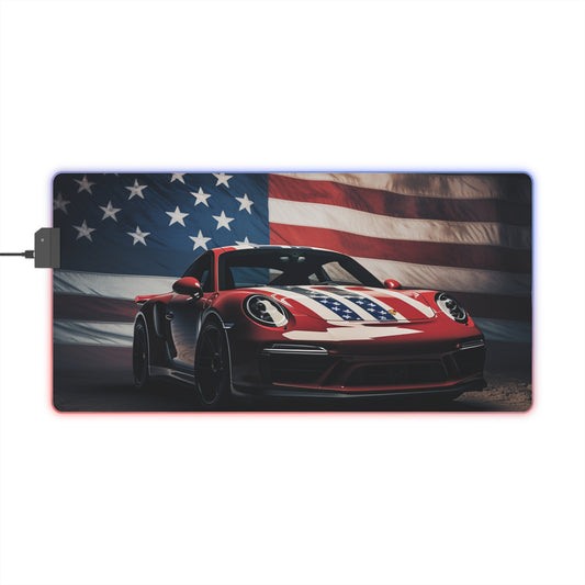 LED Gaming Mouse Pad American Flag Background Porsche 3