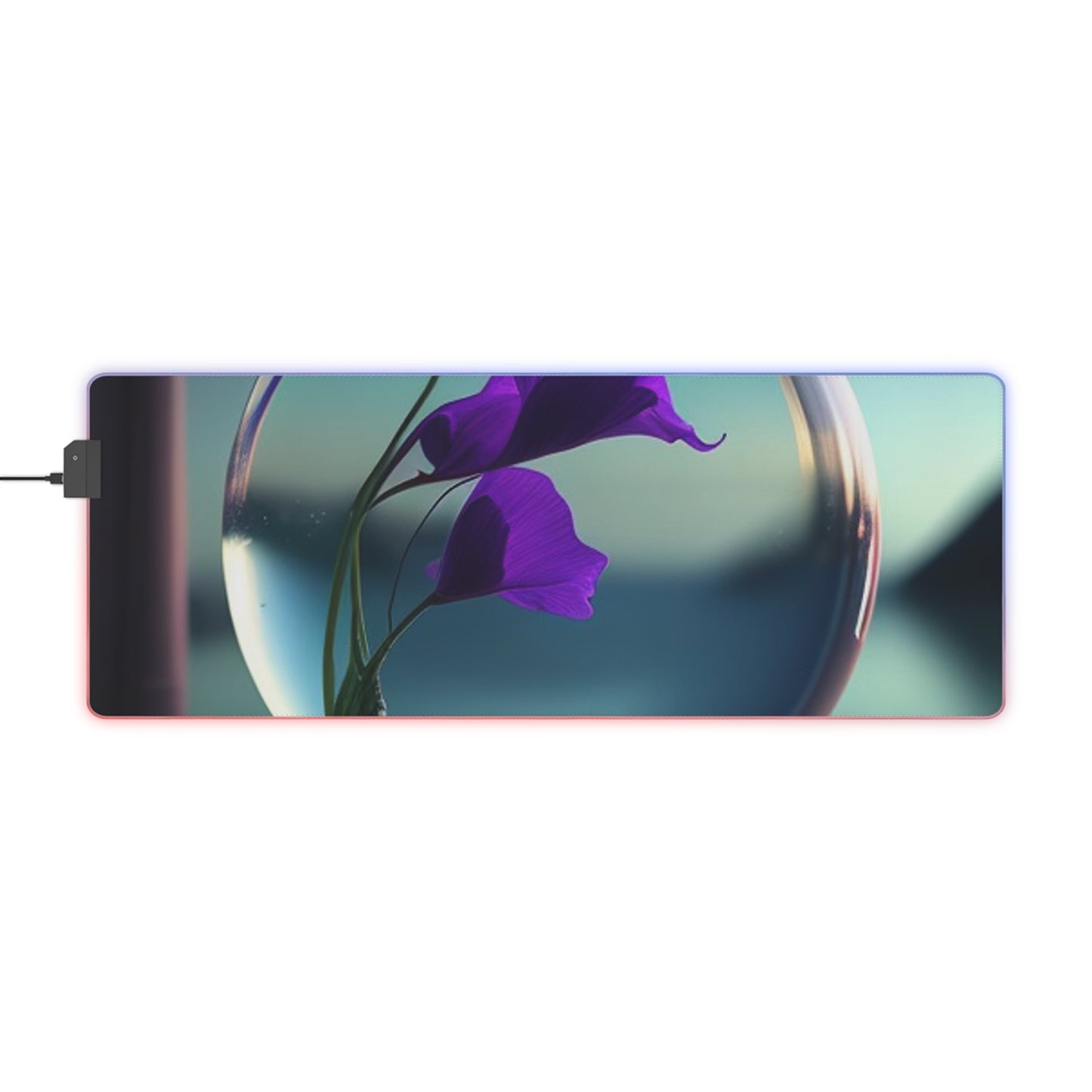 LED Gaming Mouse Pad Purple Sweet pea in a vase 2