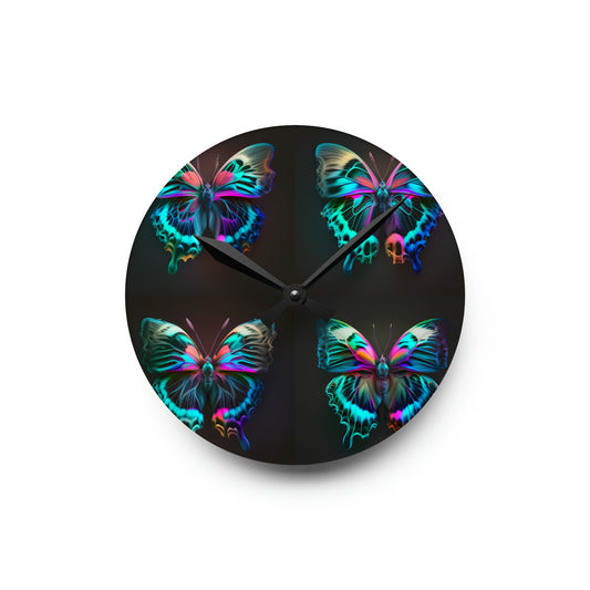 Acrylic Wall Clock Neon Butterfly Fusion 5