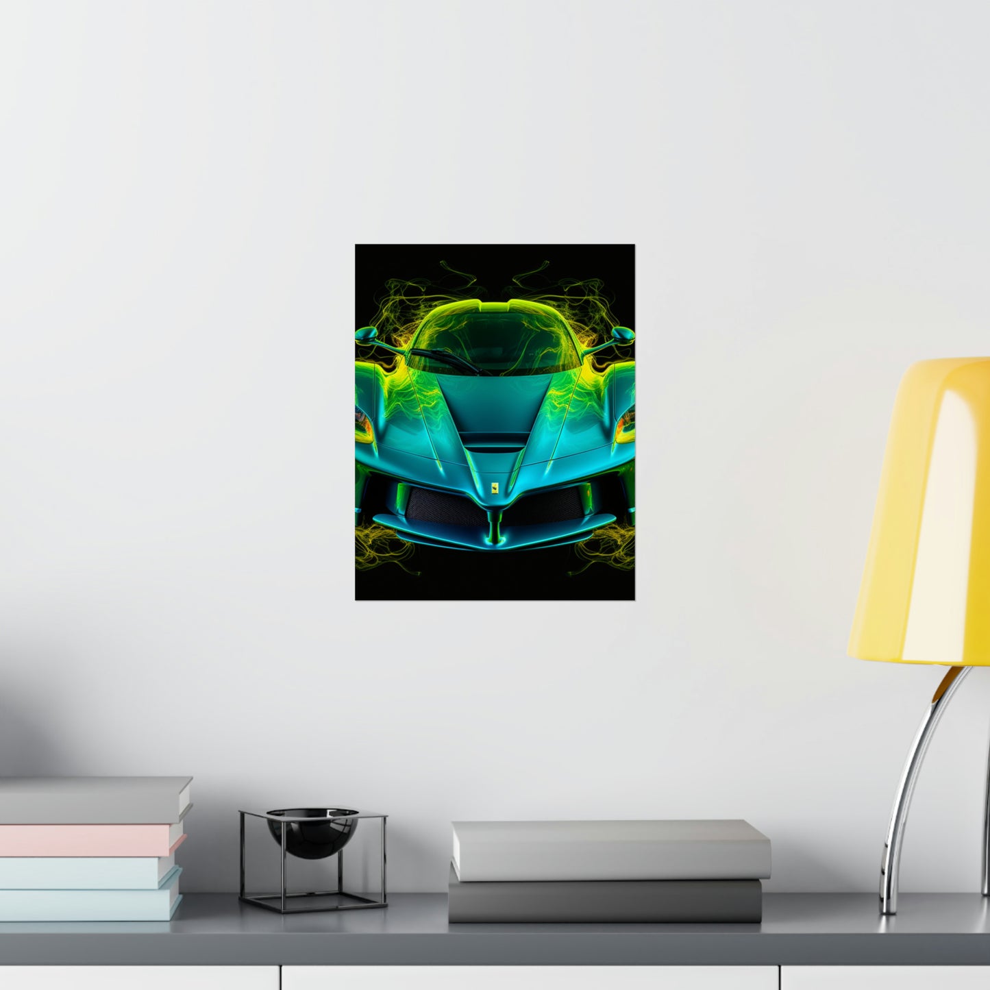 Premium Matte Vertical Posters Ferrari Neon 2