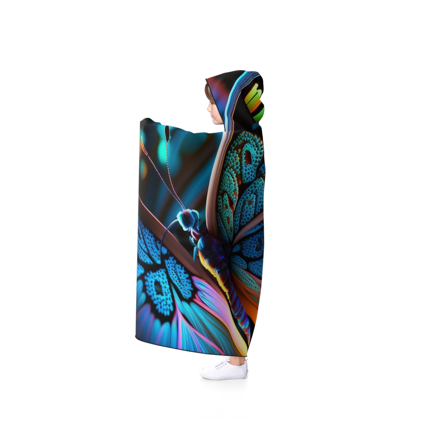 Hooded Blanket Neon Butterfly Macro 2