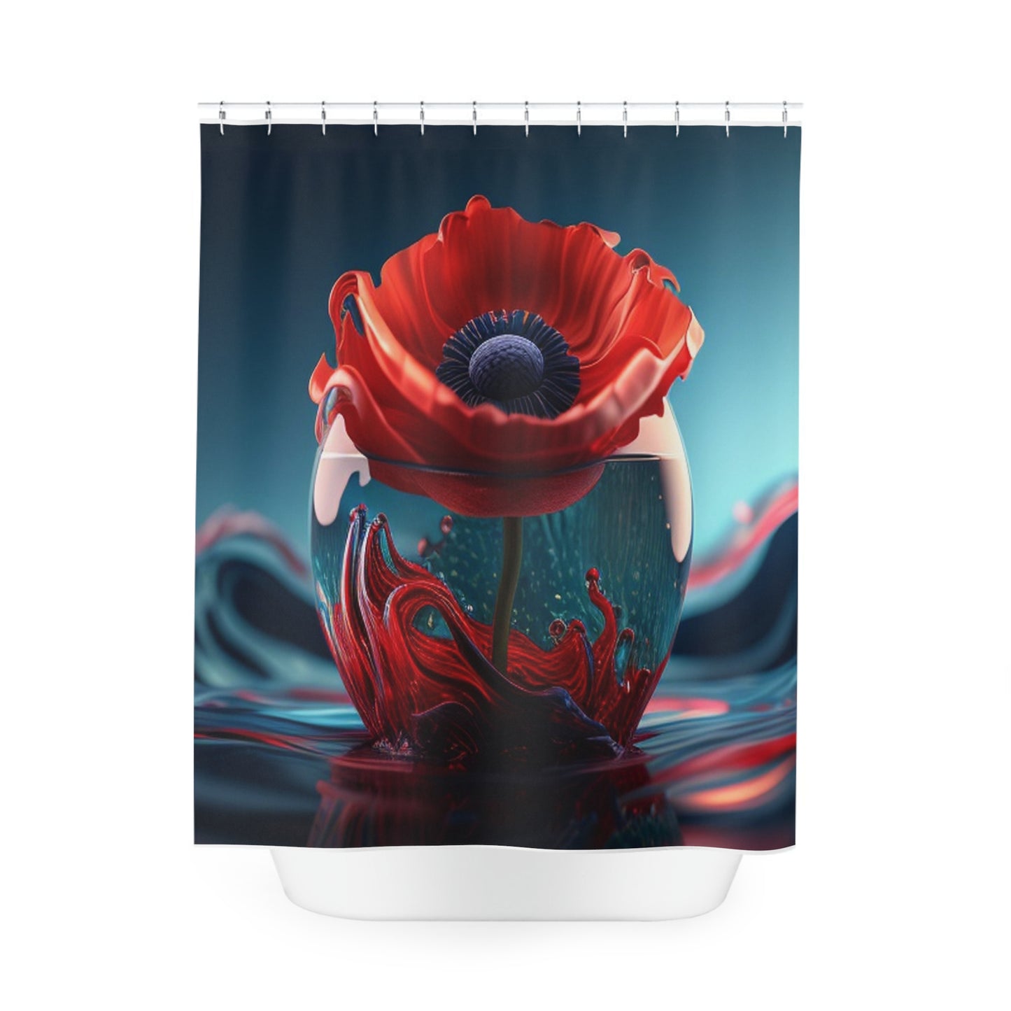 Polyester Shower Curtain Red Anemone in a Vase 2