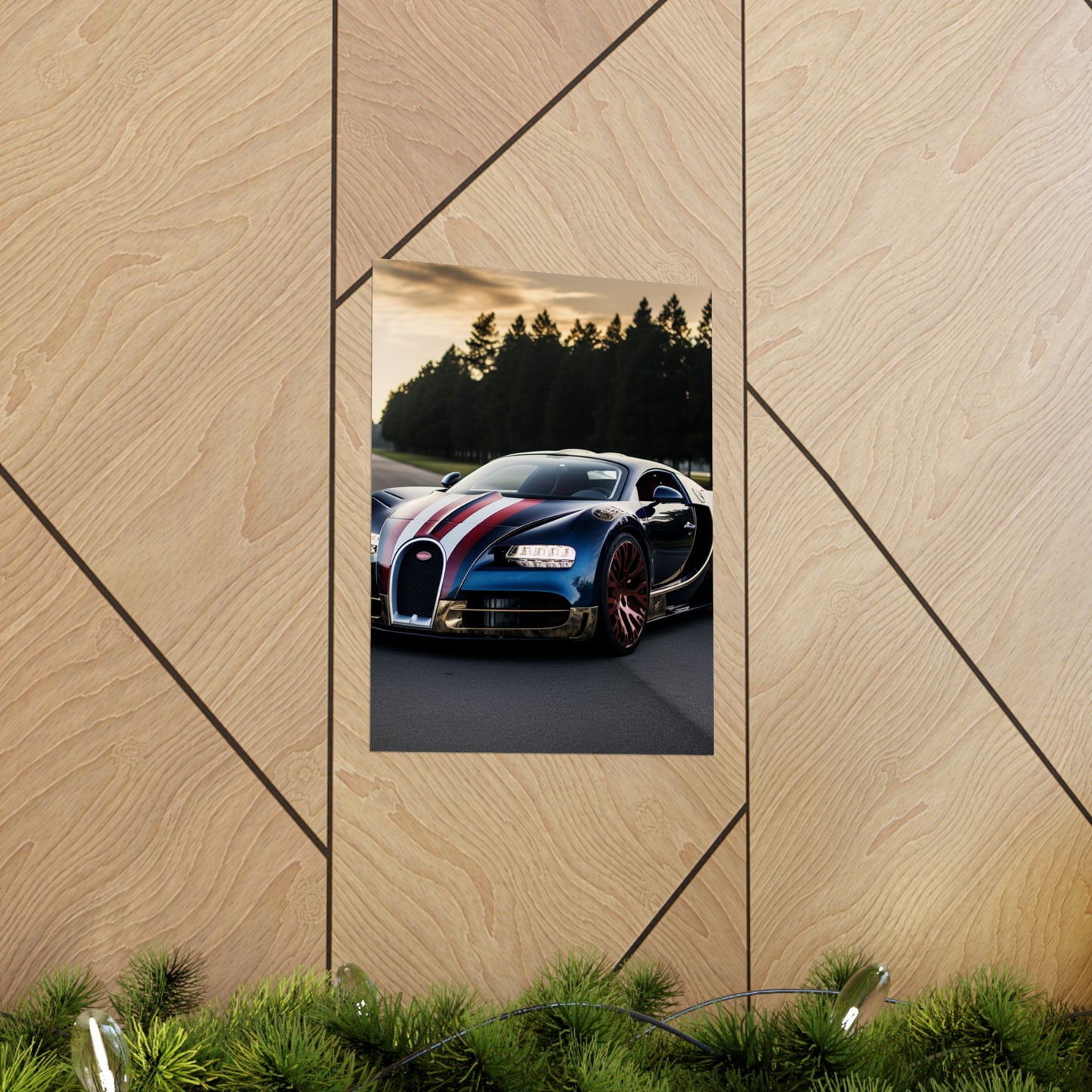 Premium Matte Vertical Posters Bugatti Flag American 1