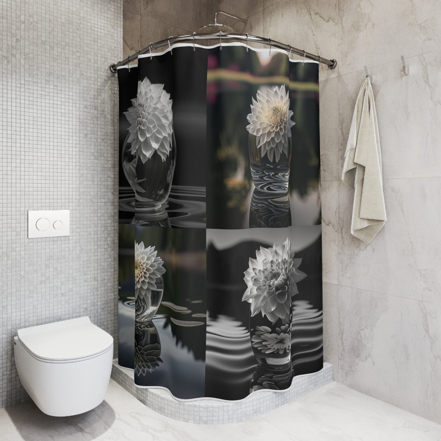 Polyester Shower Curtain White Dahlia 5