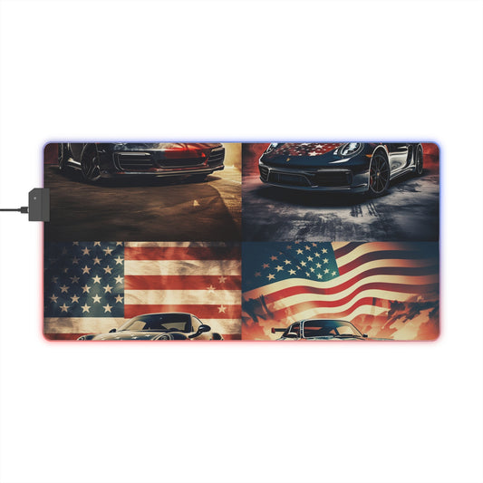 LED Gaming Mouse Pad Abstract American Flag Background Porsche 5
