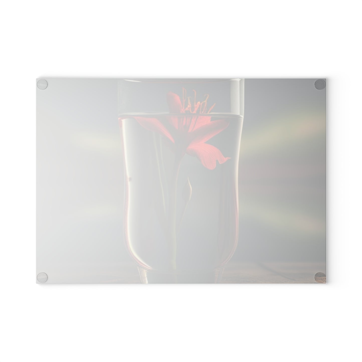 Glass Cutting Board Red Lily in a Glass vase 1