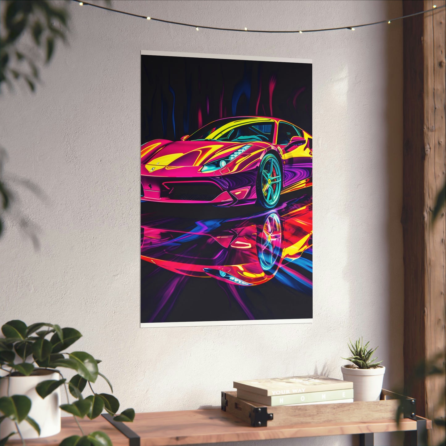 Premium Matte Vertical Posters Pink Ferrari Macro 2