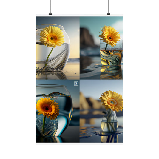 Premium Matte Vertical Posters yello Gerbera glass 5