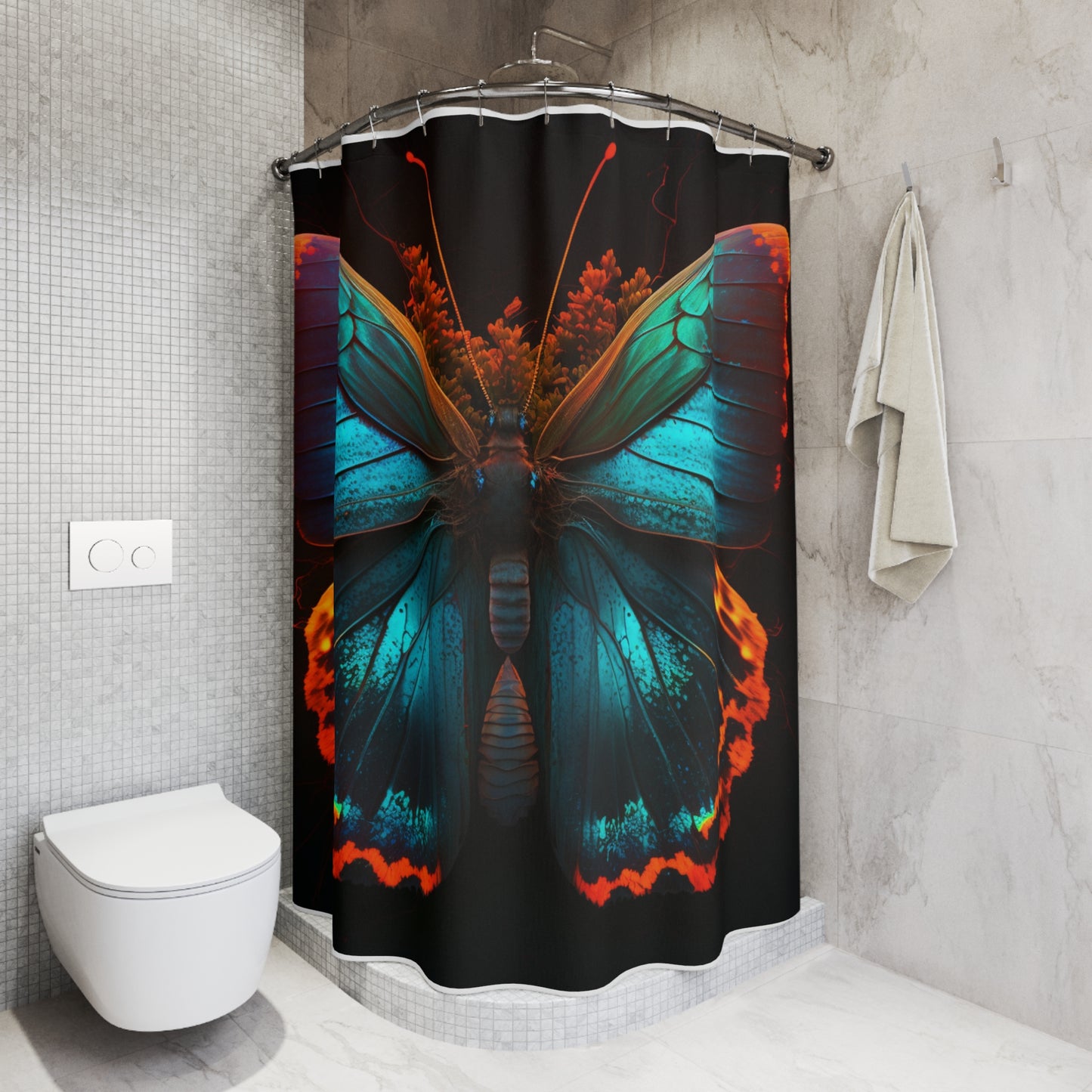 Polyester Shower Curtain Neon Butterfly Flair 3