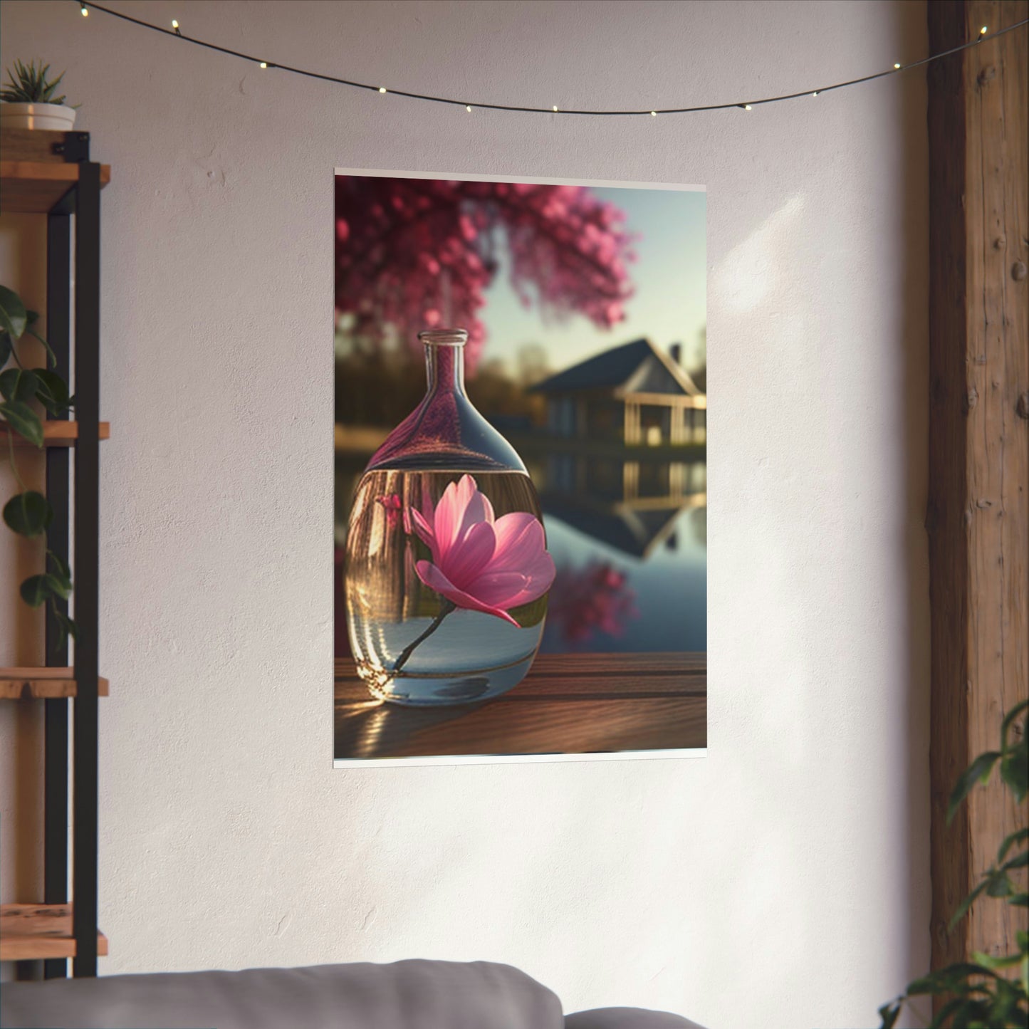 Premium Matte Vertical Posters Magnolia in a Glass vase 2