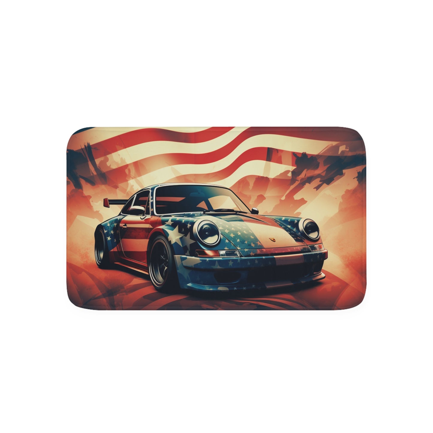 Memory Foam Bath Mat Abstract American Flag Background Porsche 4