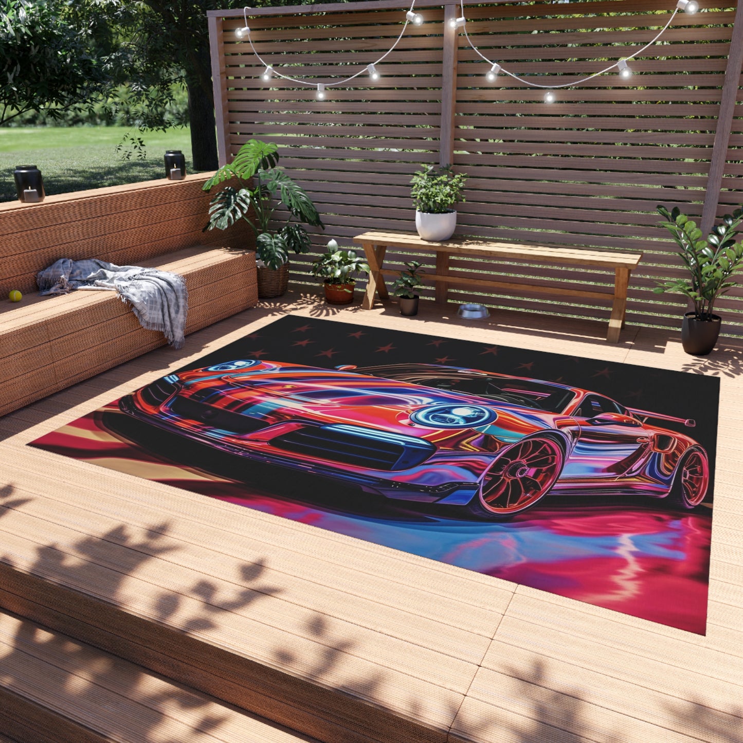 Outdoor Rug  American Flag Colored Porsche 3