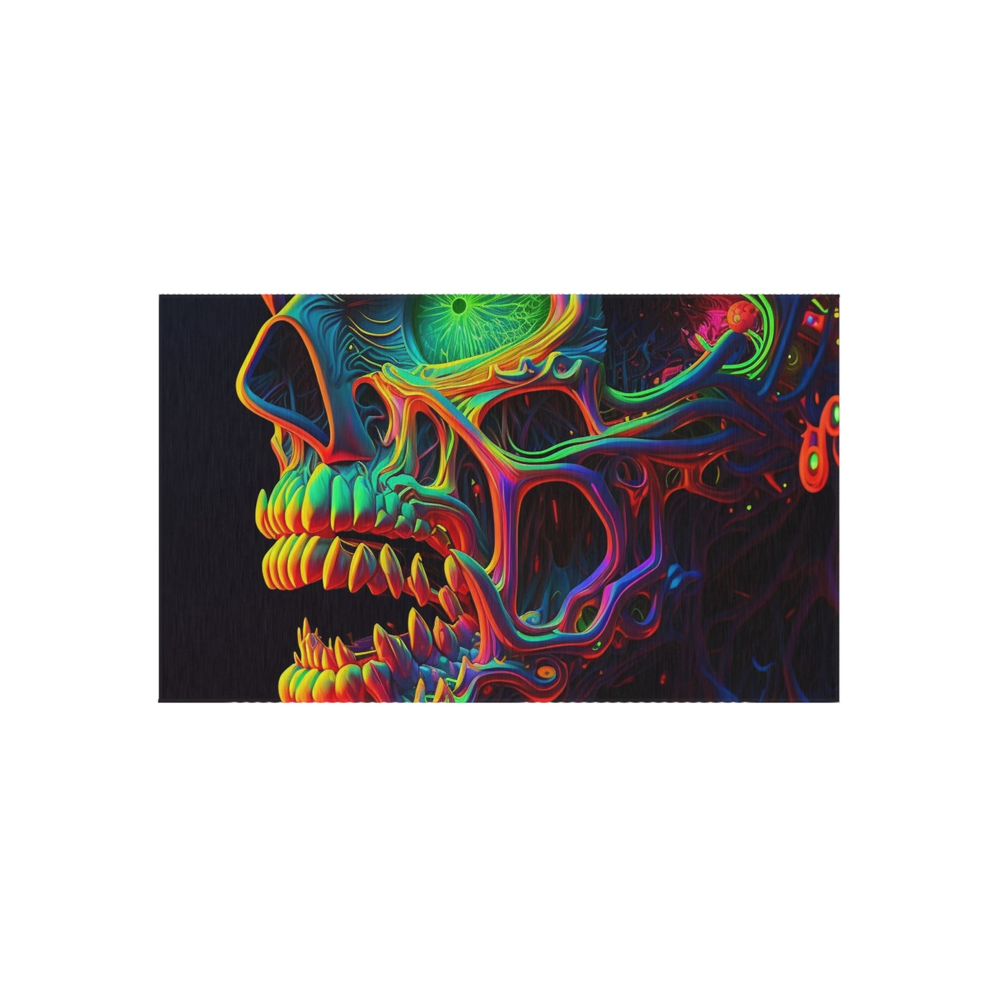 Outdoor Rug  Florescent Skull Death 1