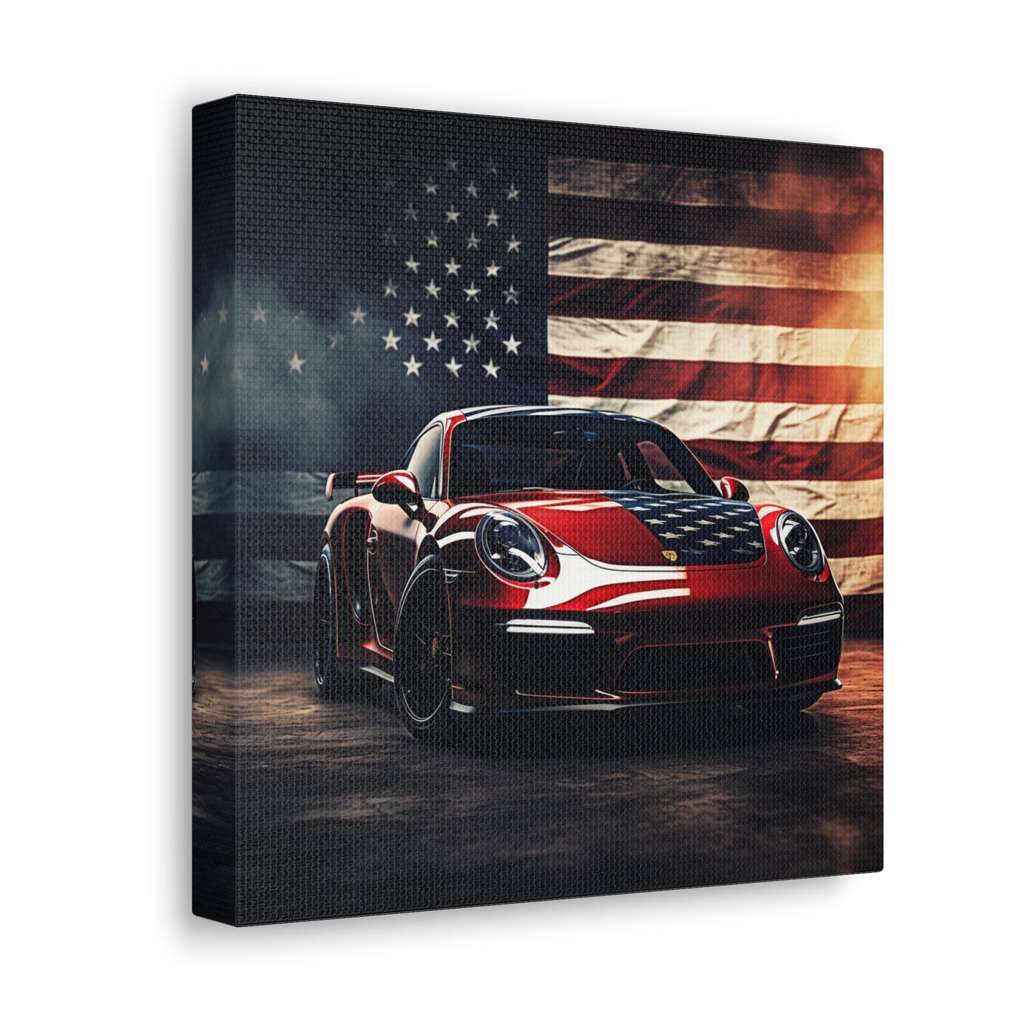 Canvas Gallery Wraps American Flag Background Porsche 2