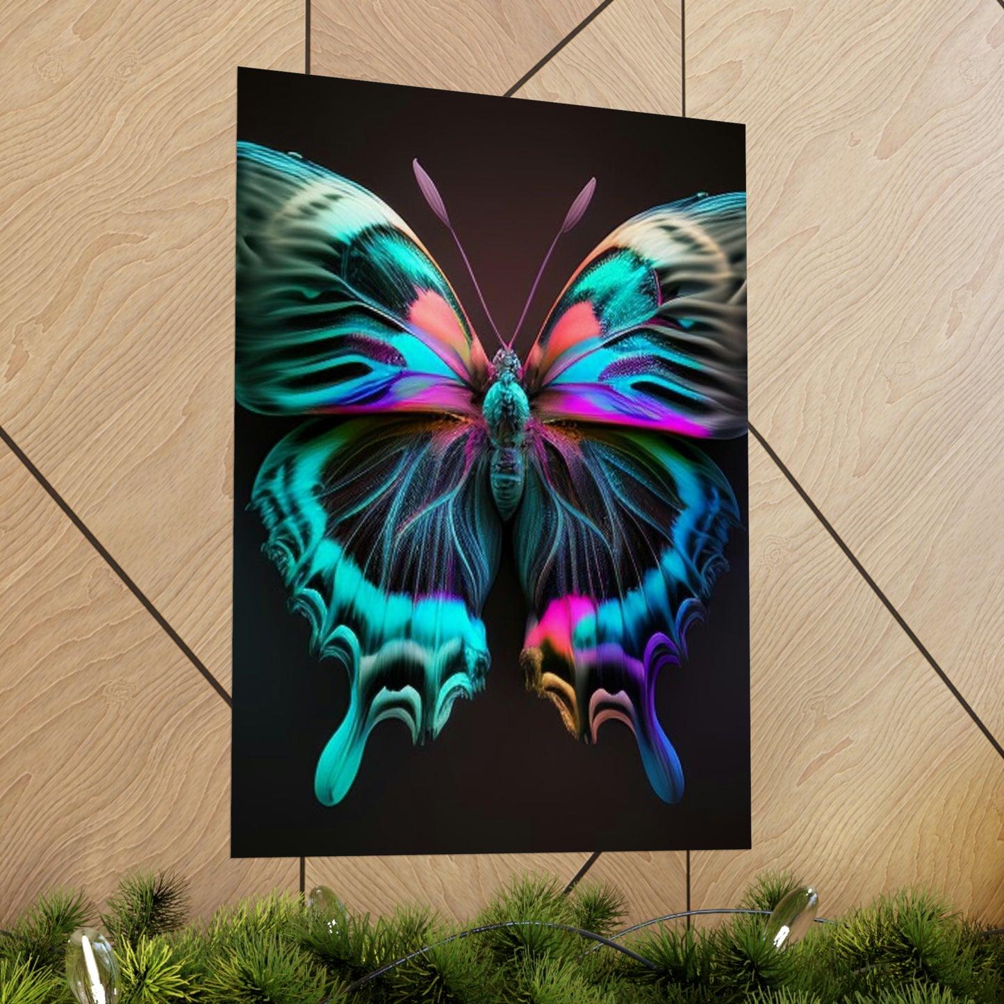 Premium Matte Vertical Posters Neon Butterfly Fusion 3