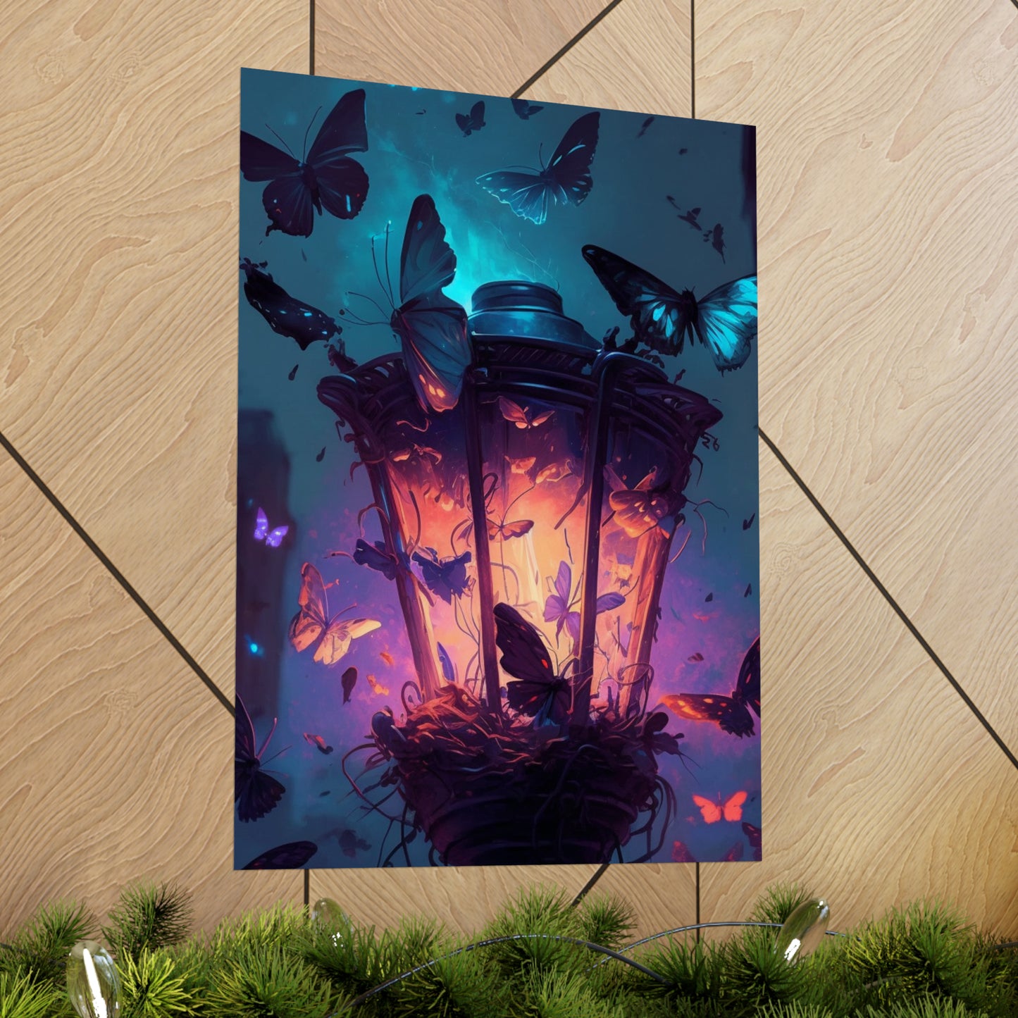 Premium Matte Vertical Posters Street Light Butterfly 3