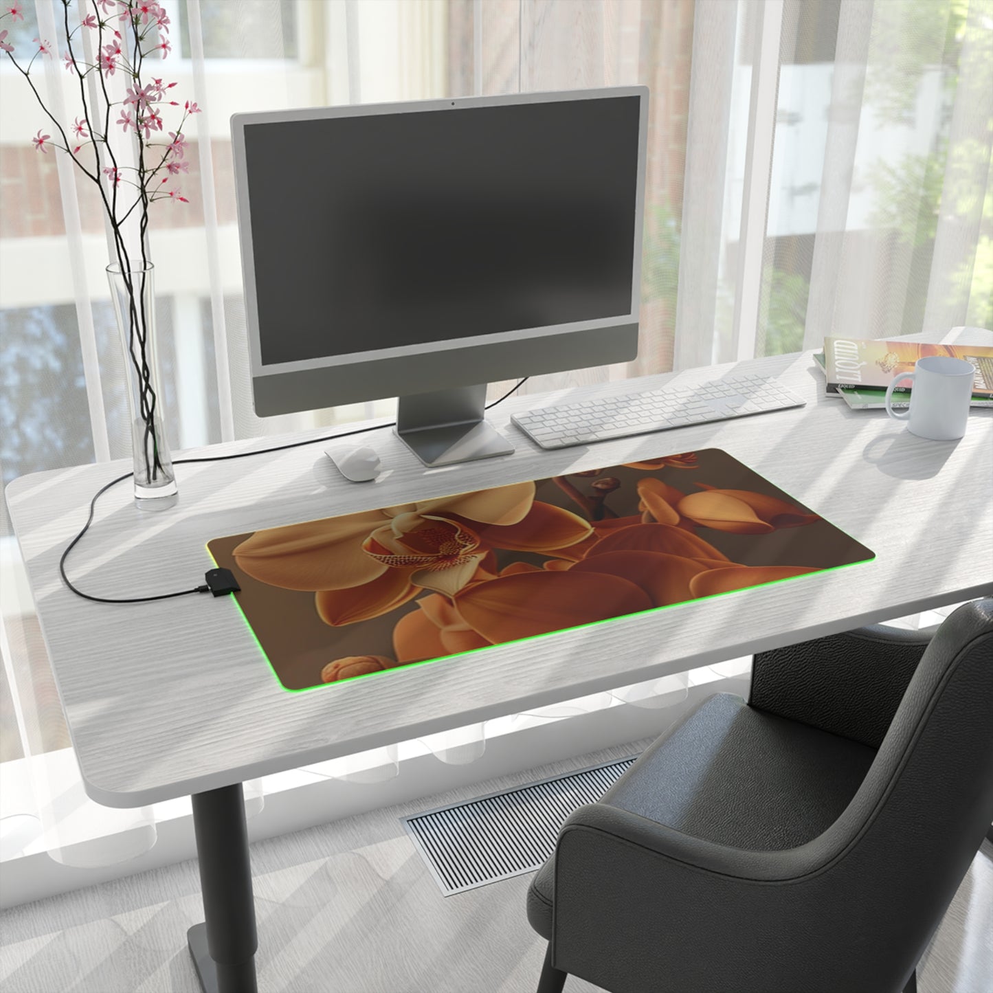 LED Gaming Mouse Pad orchid pedals 4