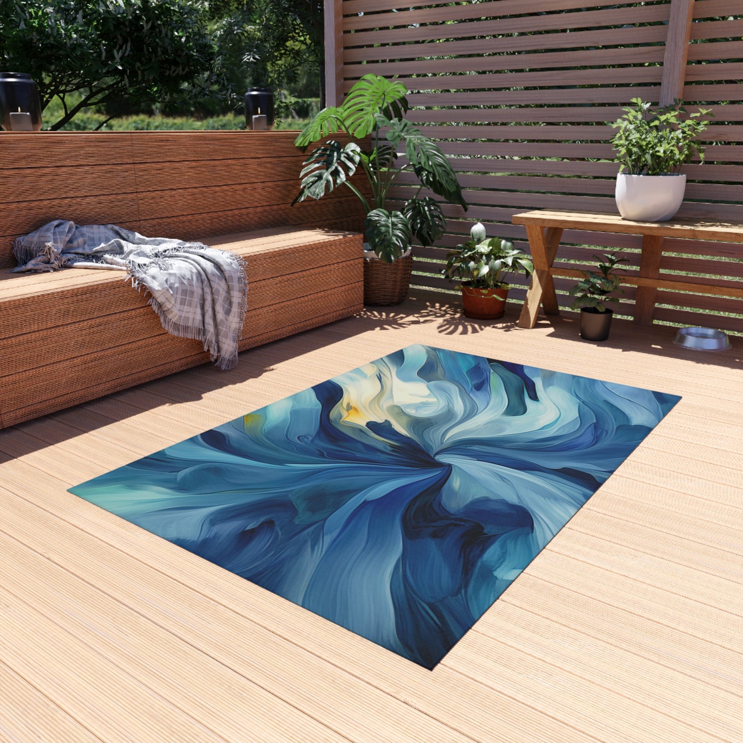 Outdoor Rug  Blue Tluip Abstract 4