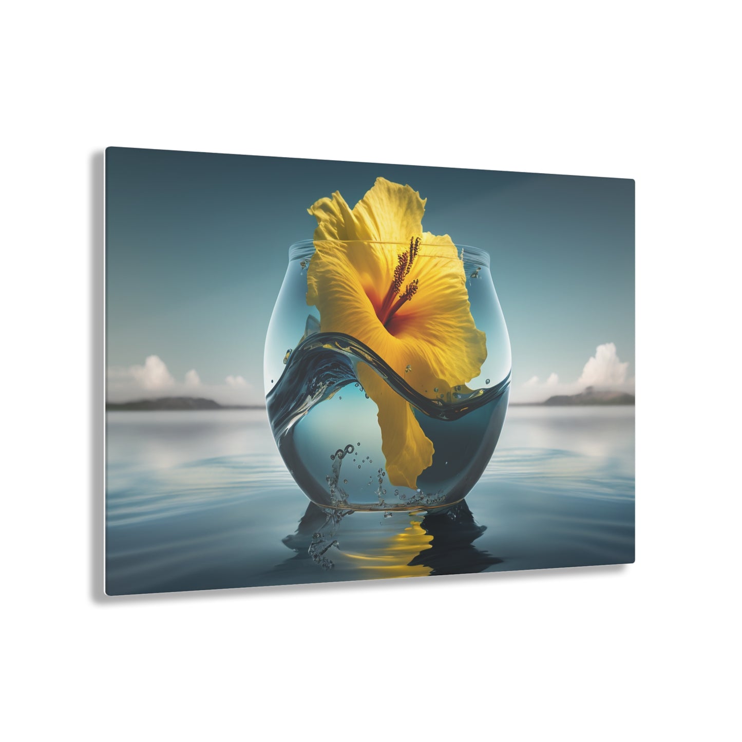 Acrylic Prints Yellow Hibiscus glass 4