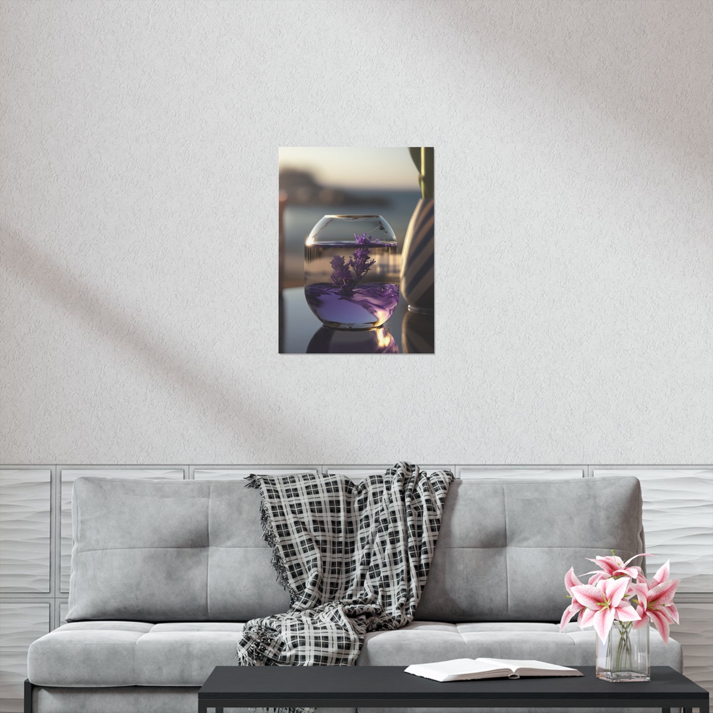 Premium Matte Vertical Posters Lavender in a vase 1