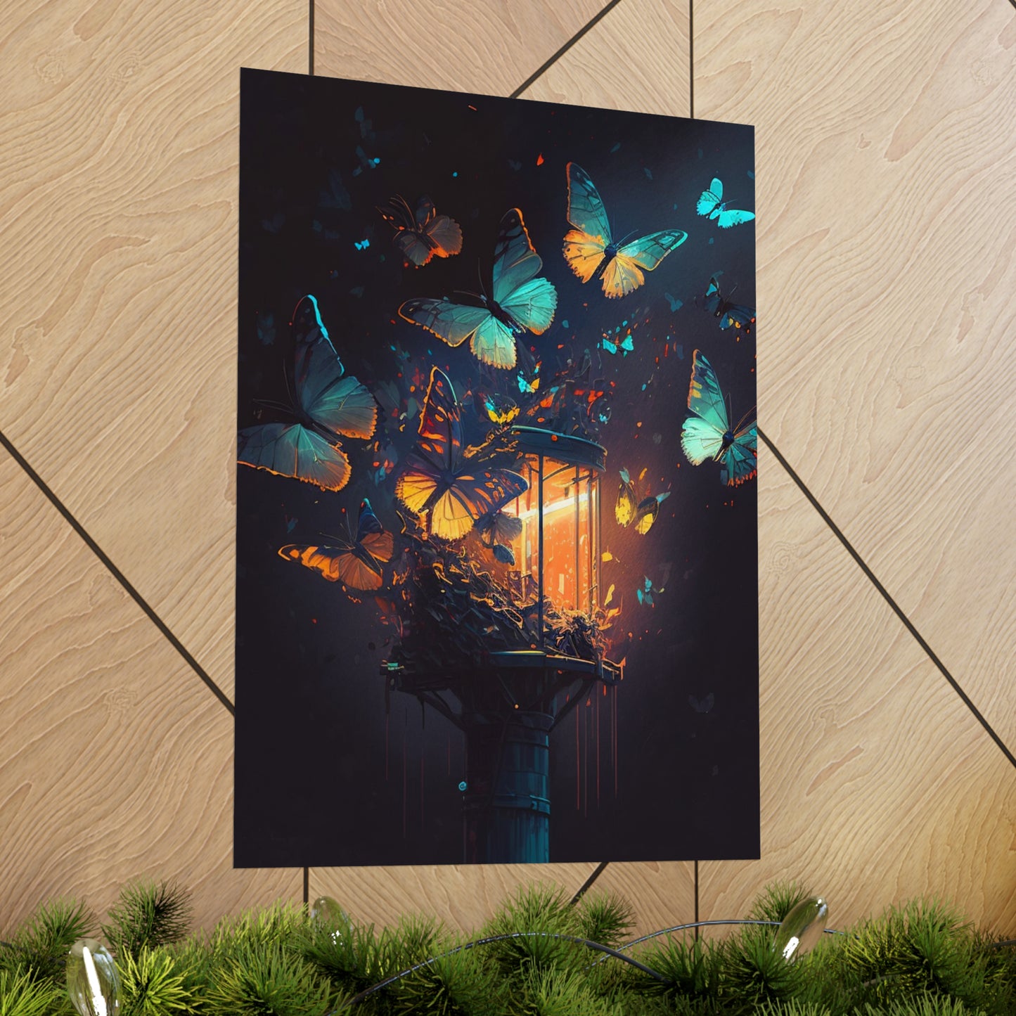 Premium Matte Vertical Posters Street Light Butterfly 1