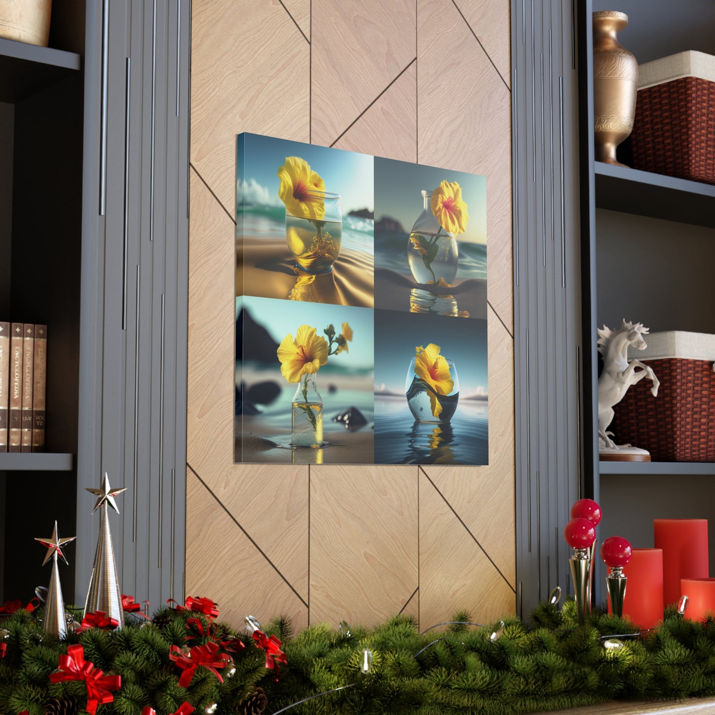 Canvas Gallery Wraps Yellow Hibiscus glass 5