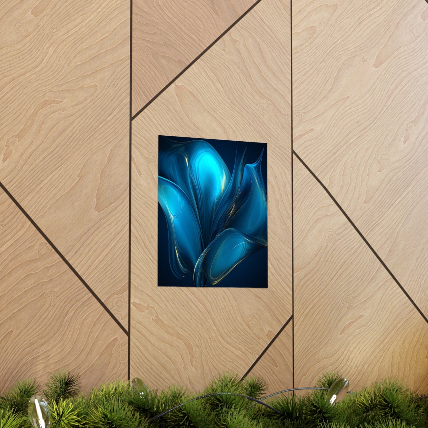 Premium Matte Vertical Posters Abstract Blue Tulip 2