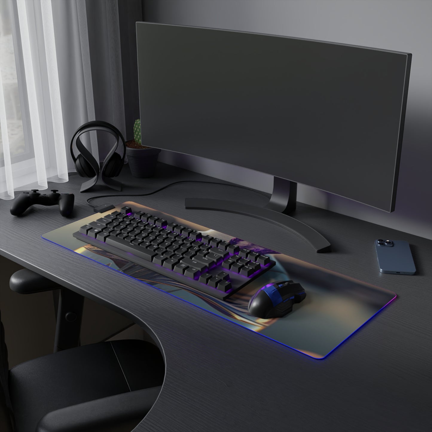 LED Gaming Mouse Pad Lavender in a vase 3