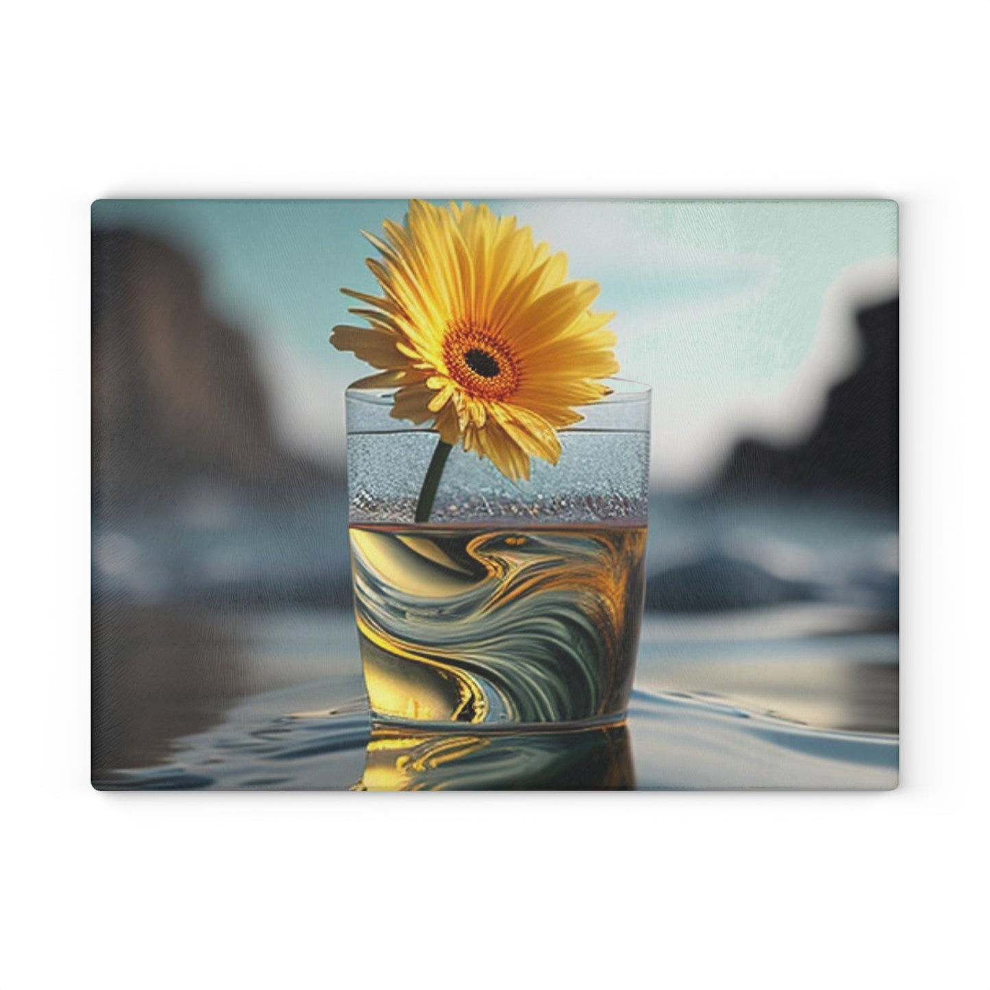 Glass Cutting Board yello Gerbera glass 2